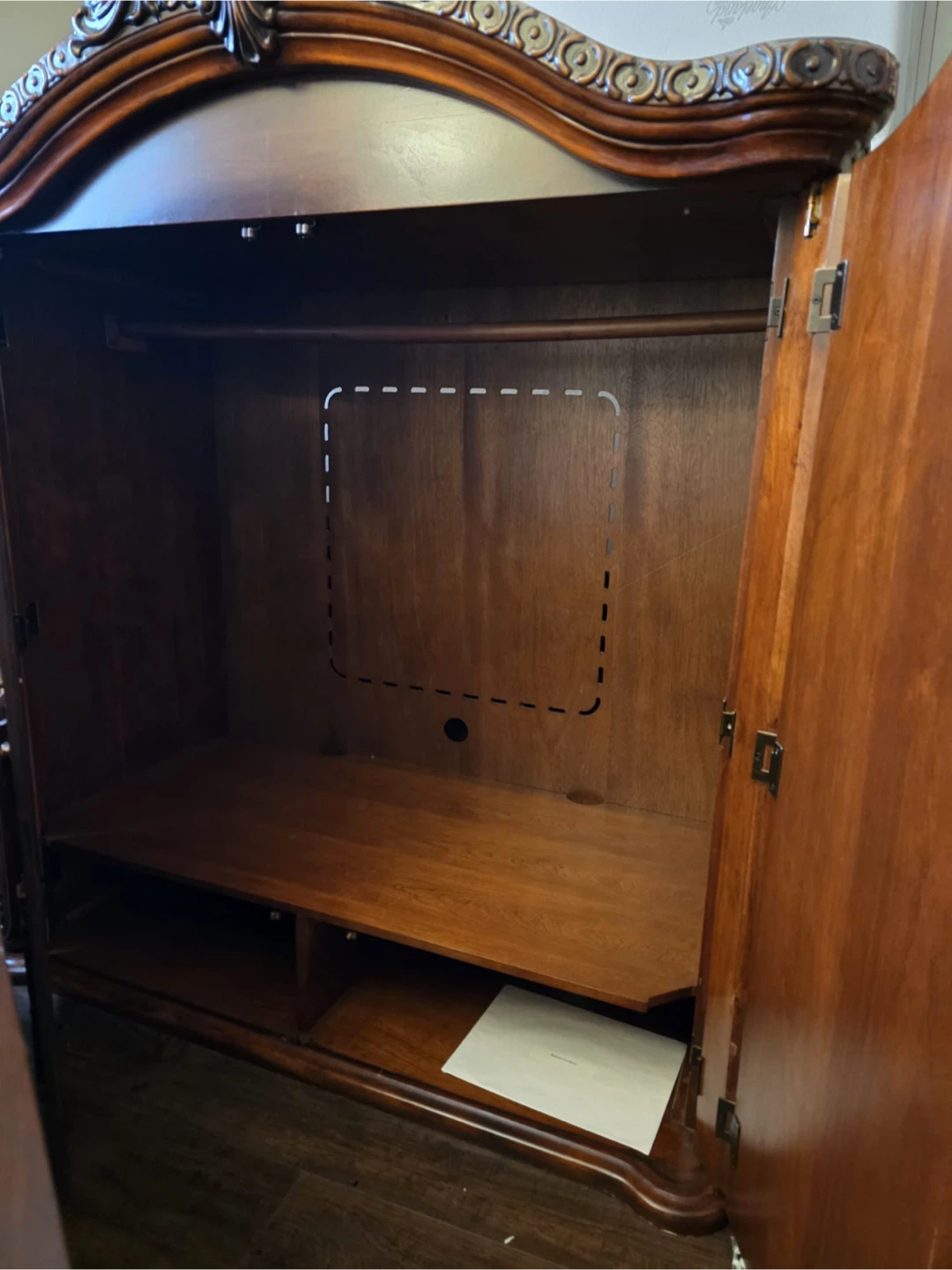 Ornate Dark Wood Armoire with Drawers - photo 2