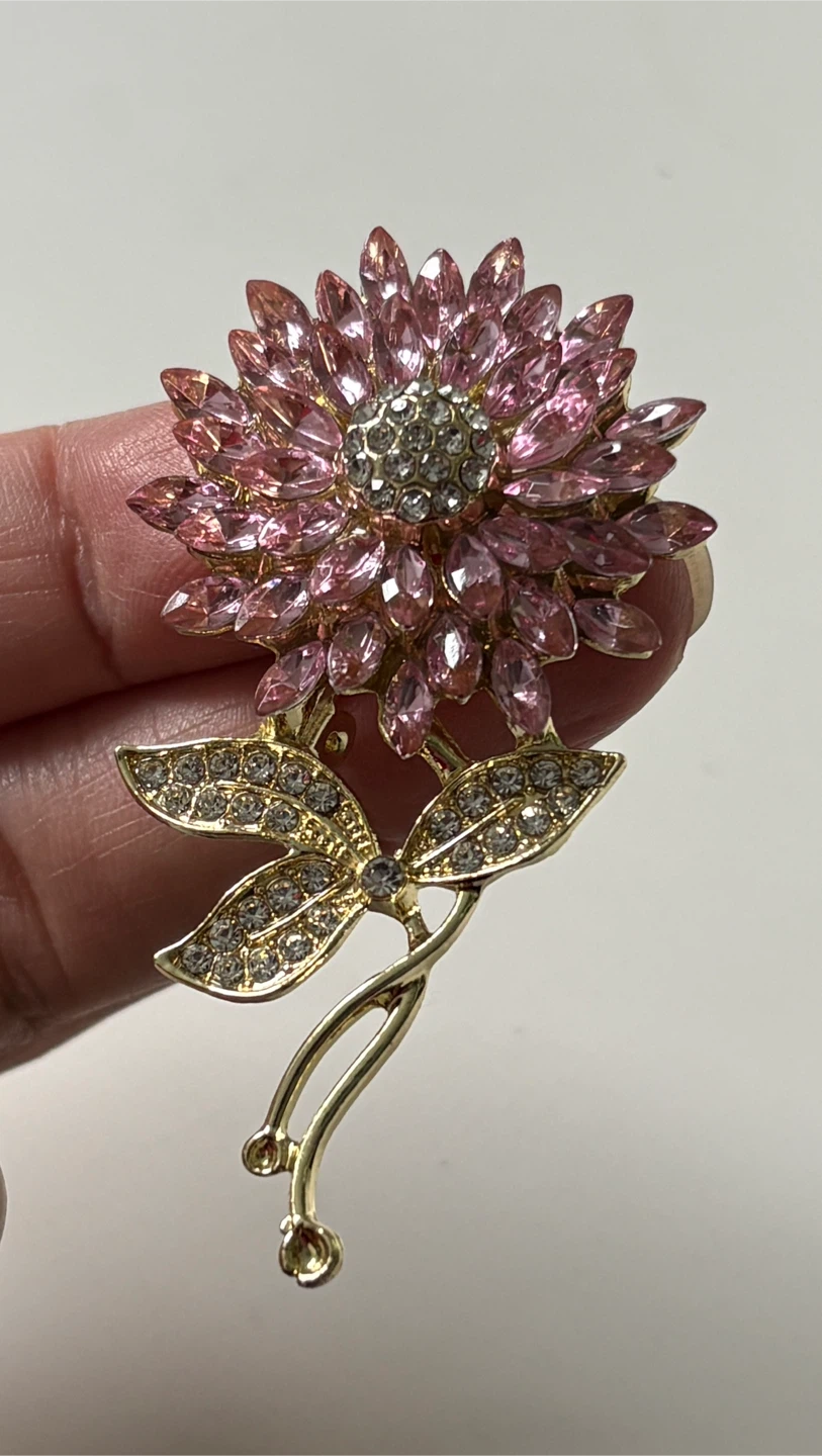 Pink Crystal Flower Brooch - photo 2
