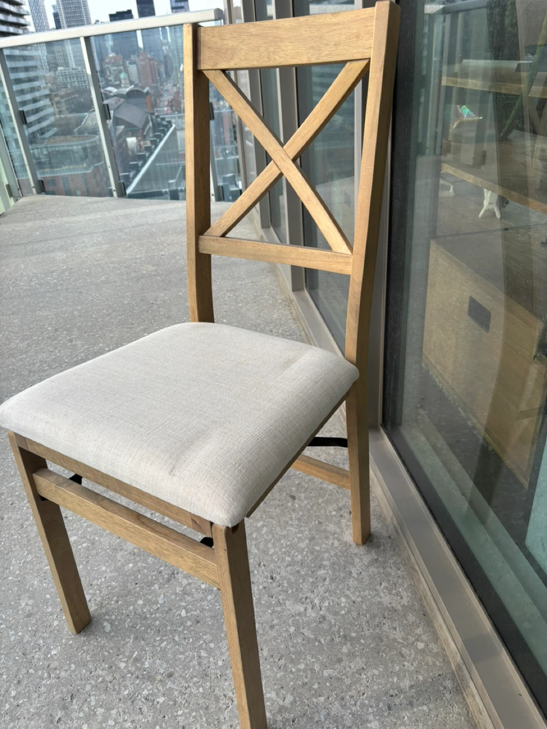 Set of 4 Wooden Dining Chairs with Upholstered Seat