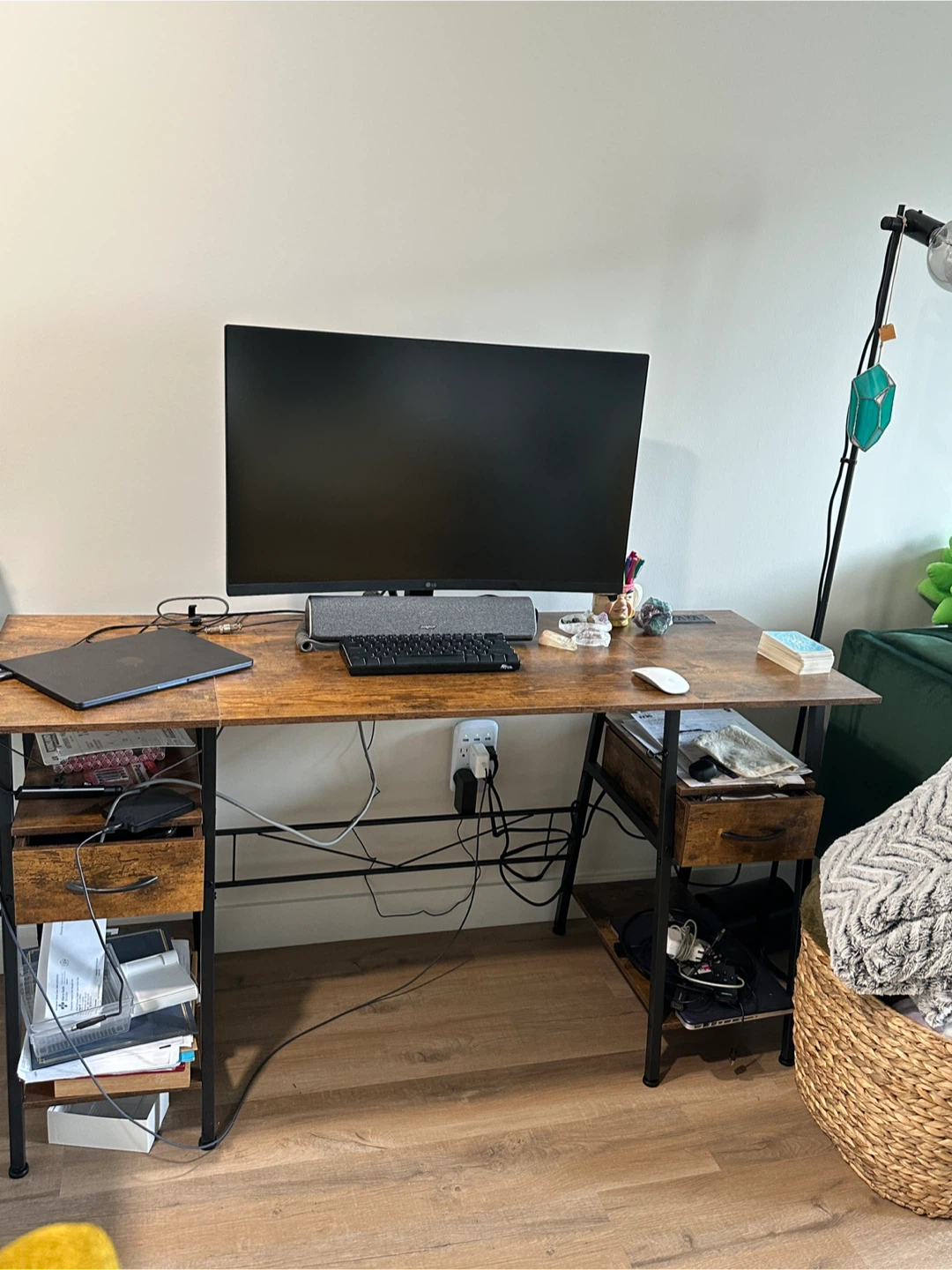 Desk with 2 Drawers - Rustic Brown - photo 4