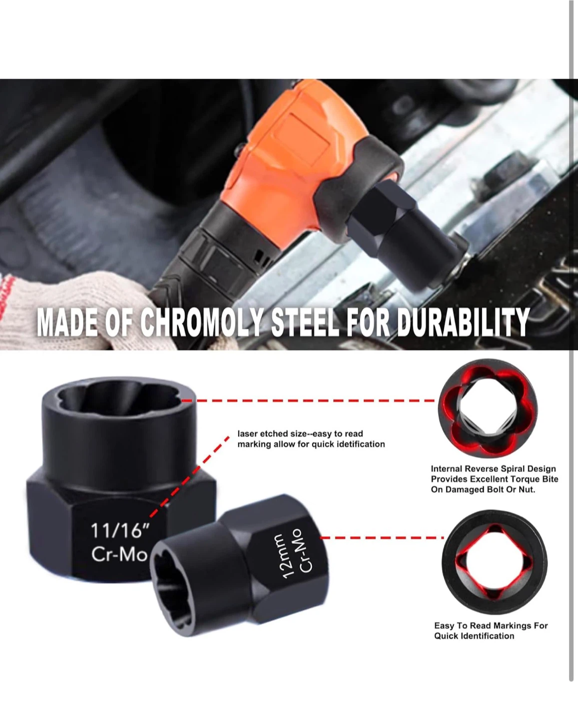 🔥 Heavy Duty 15pc Bolt & Nut Extracto Set | Remove.. - photo 4