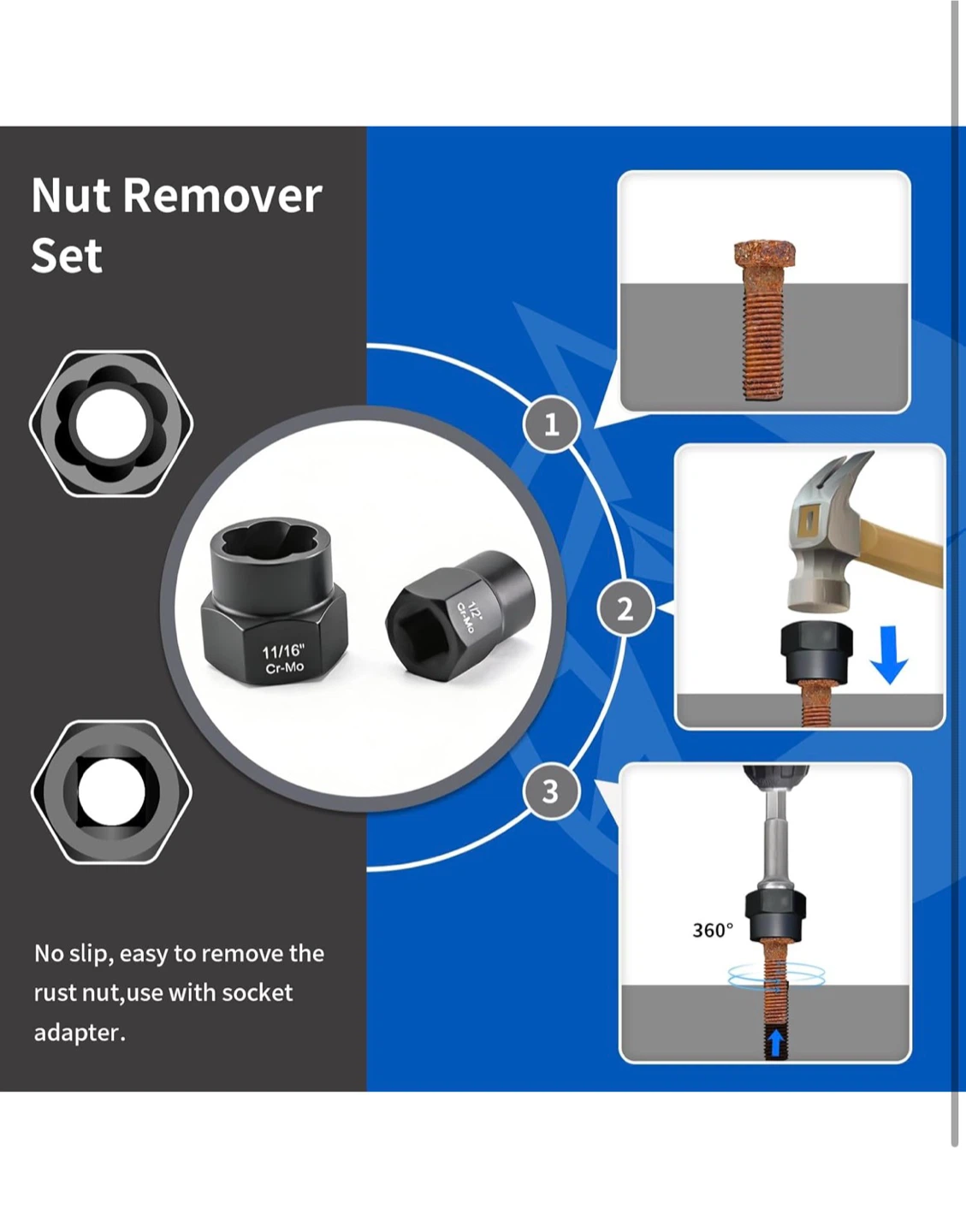 🔥 Heavy Duty 15pc Bolt & Nut Extracto Set | Remove.. - photo 3
