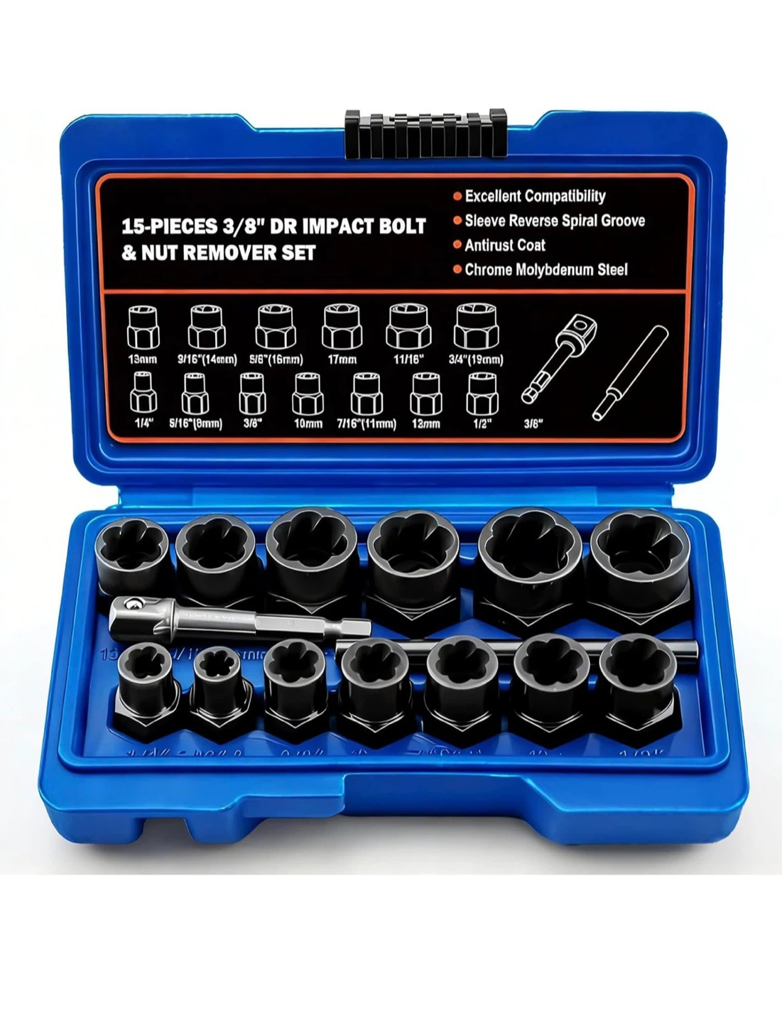🔥 Heavy Duty 15pc Bolt & Nut Extracto Set | Remove..