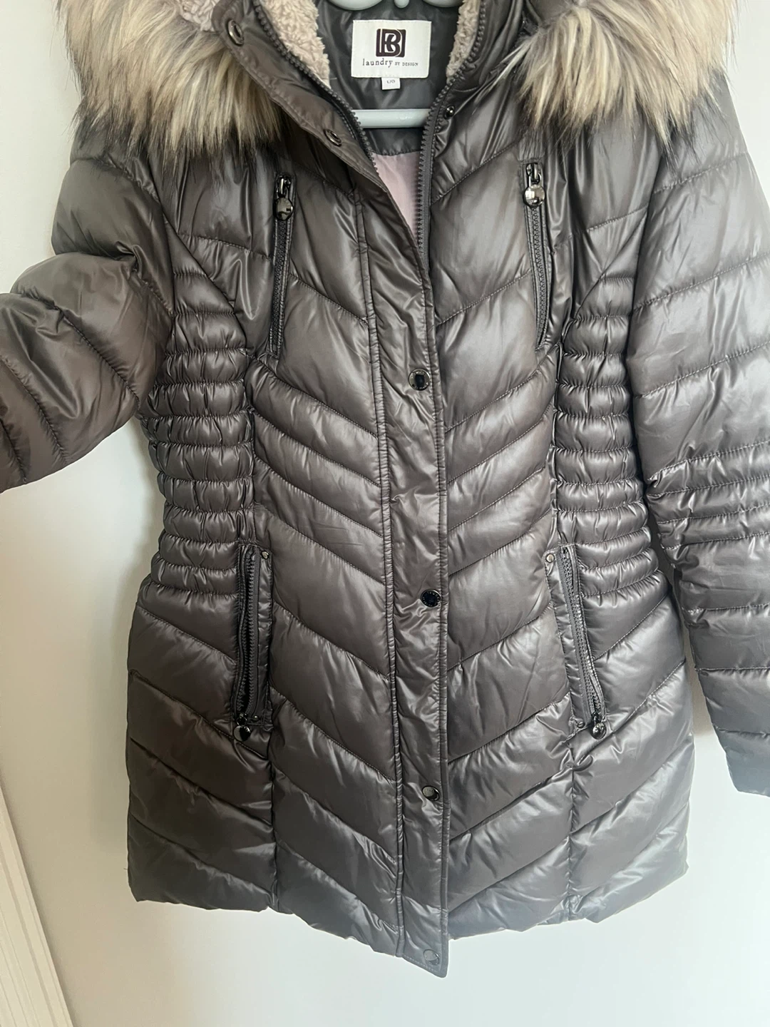Laundry by Design Puffer Coat with Faux Fur Trim - Size L - photo 2