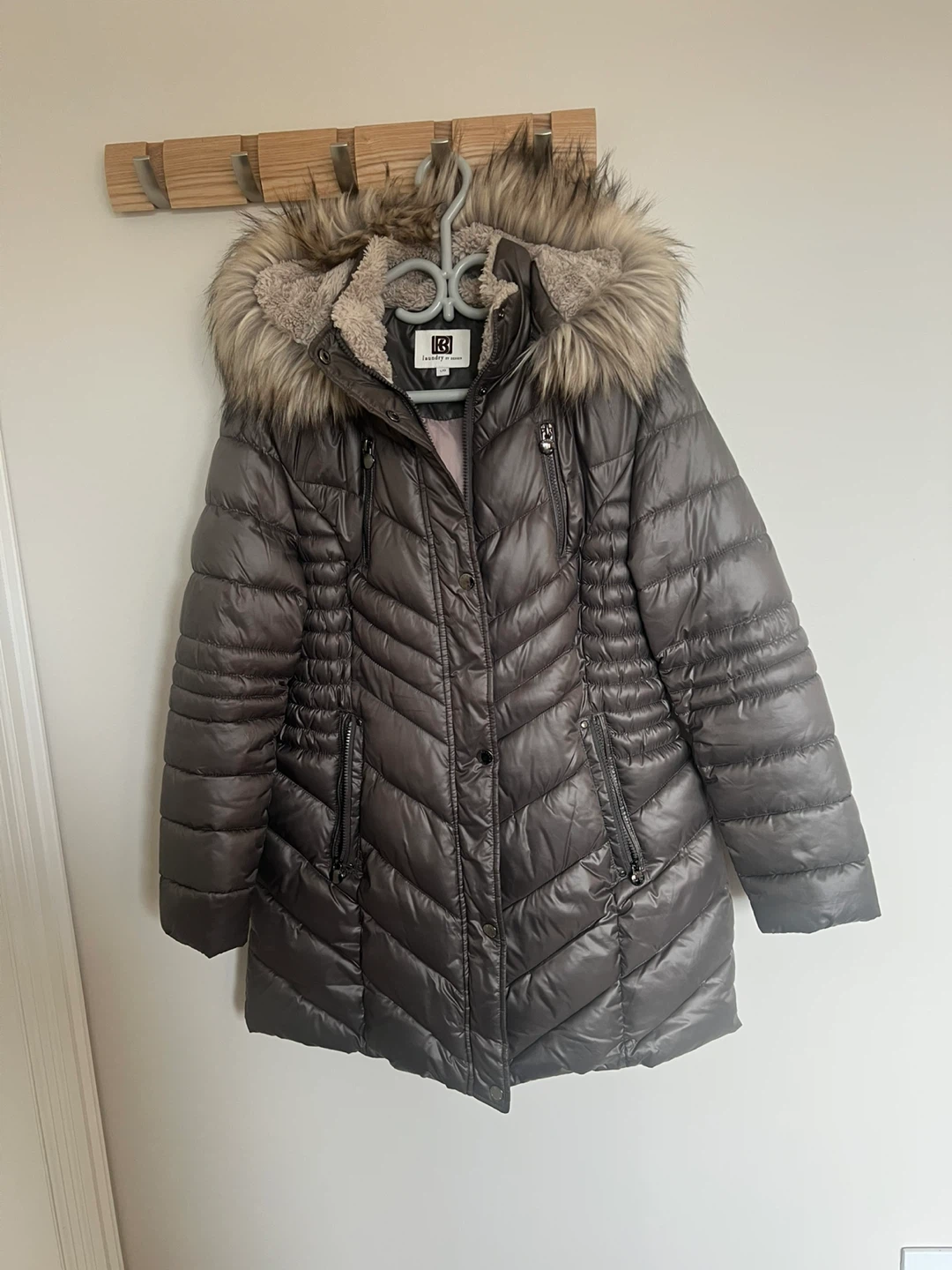 Laundry by Design Puffer Coat with Faux Fur Trim - Size L