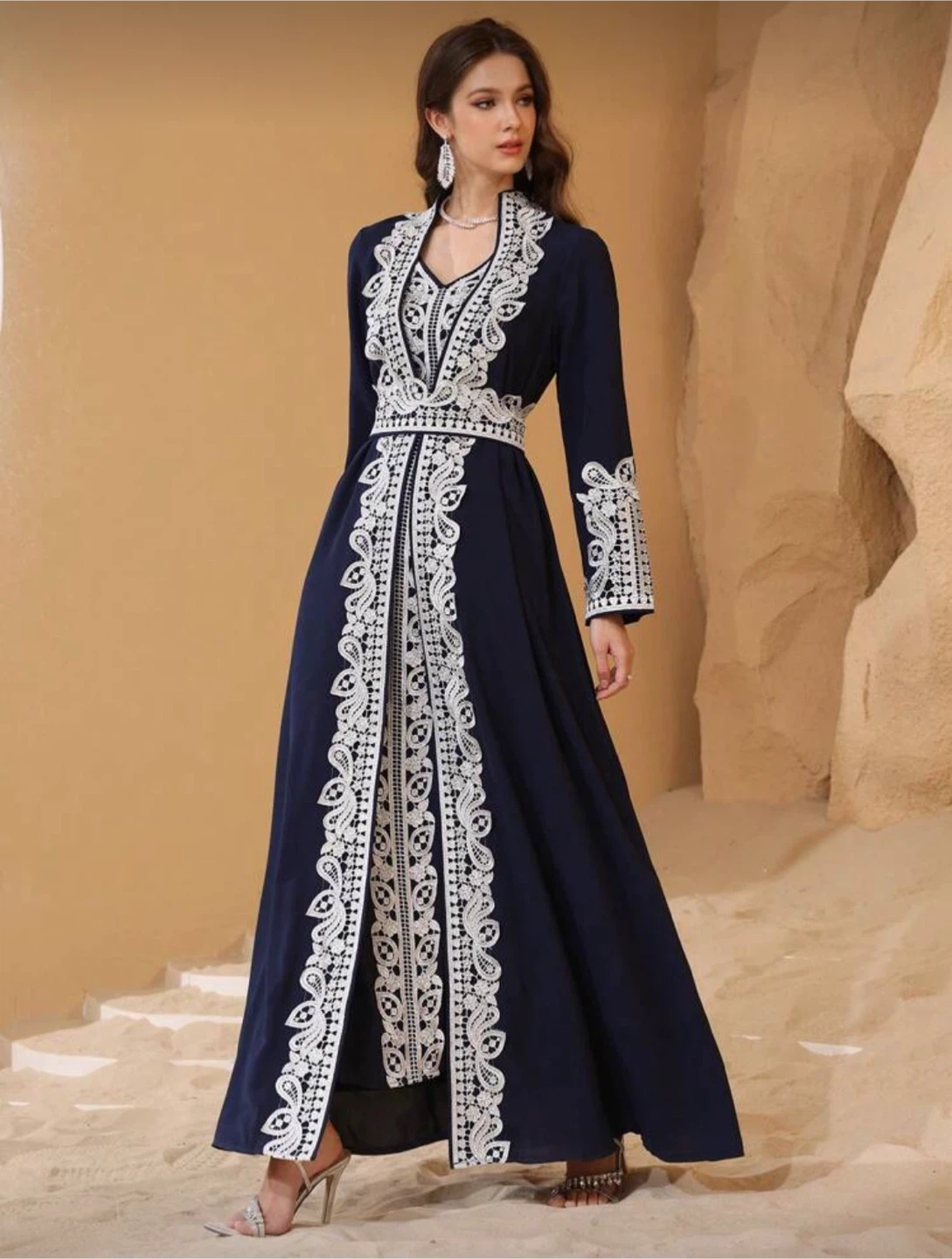 Navy Blue Embroidered Abaya Dress - photo 2