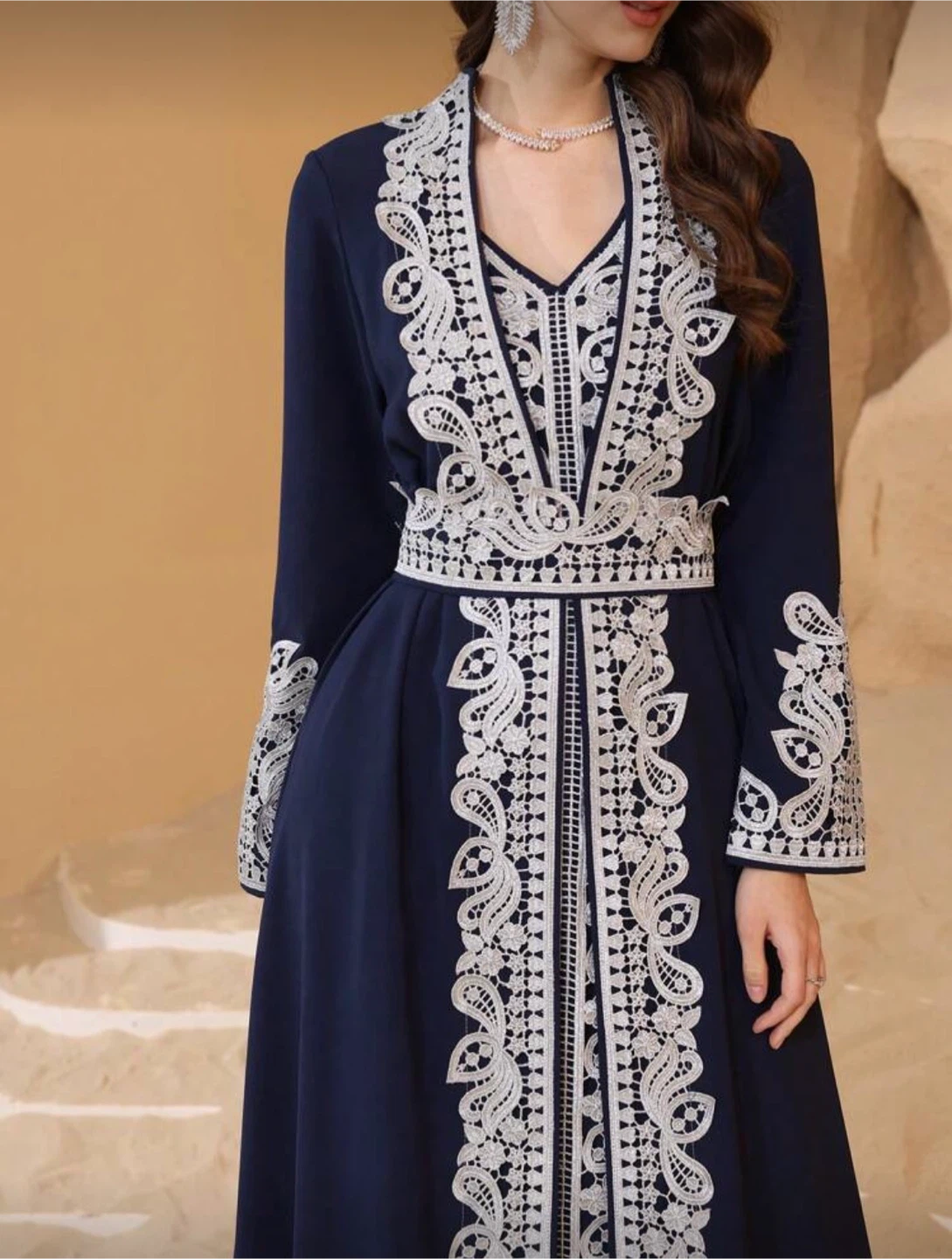 Navy Blue Embroidered Abaya Dress - photo 3