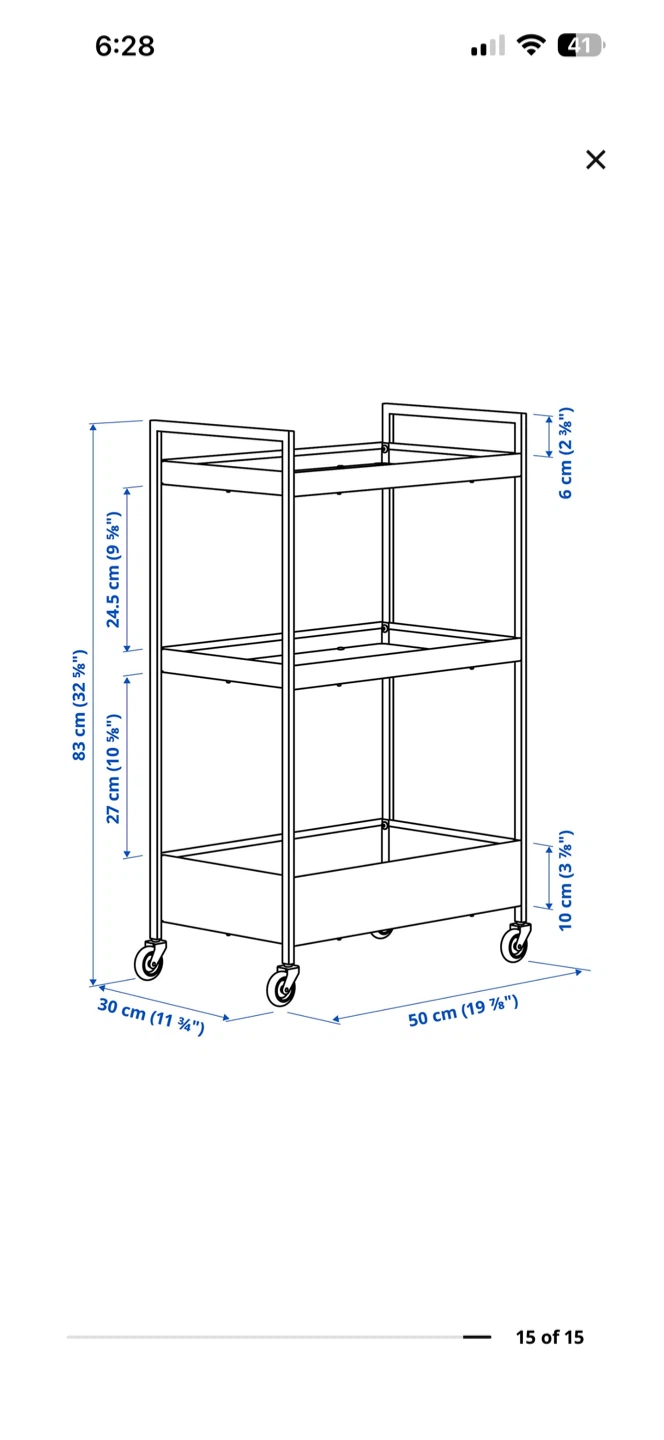 Yellow 3-Tier Rolling Utility Cart - photo 2