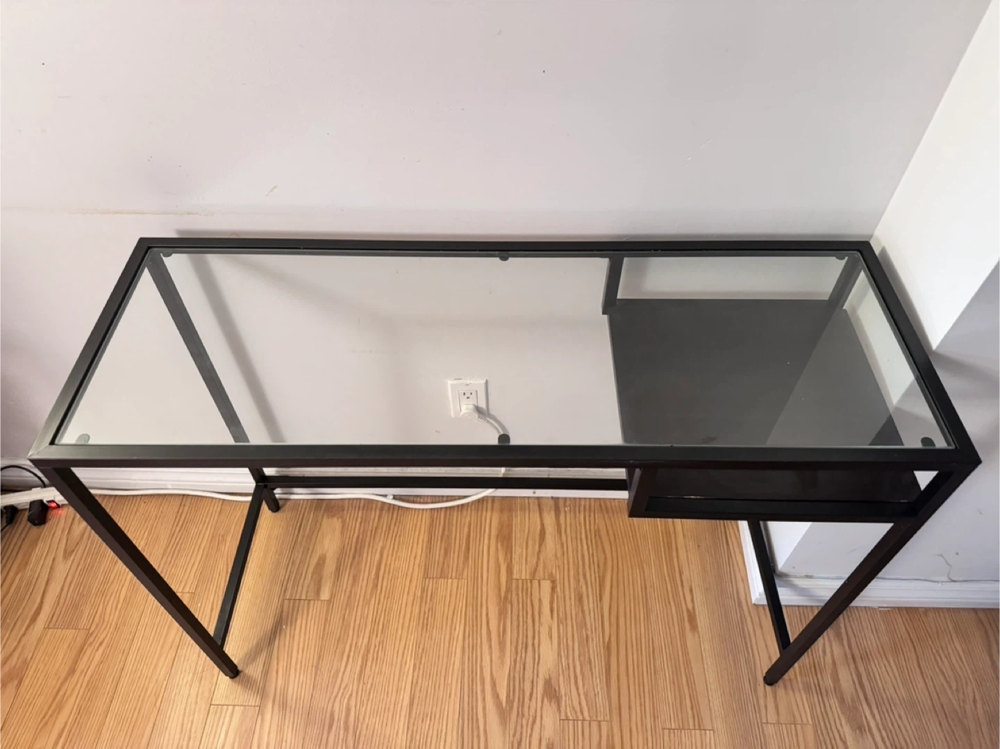 Used IKEA Glass Top Desk with Black Metal Frame - photo 2