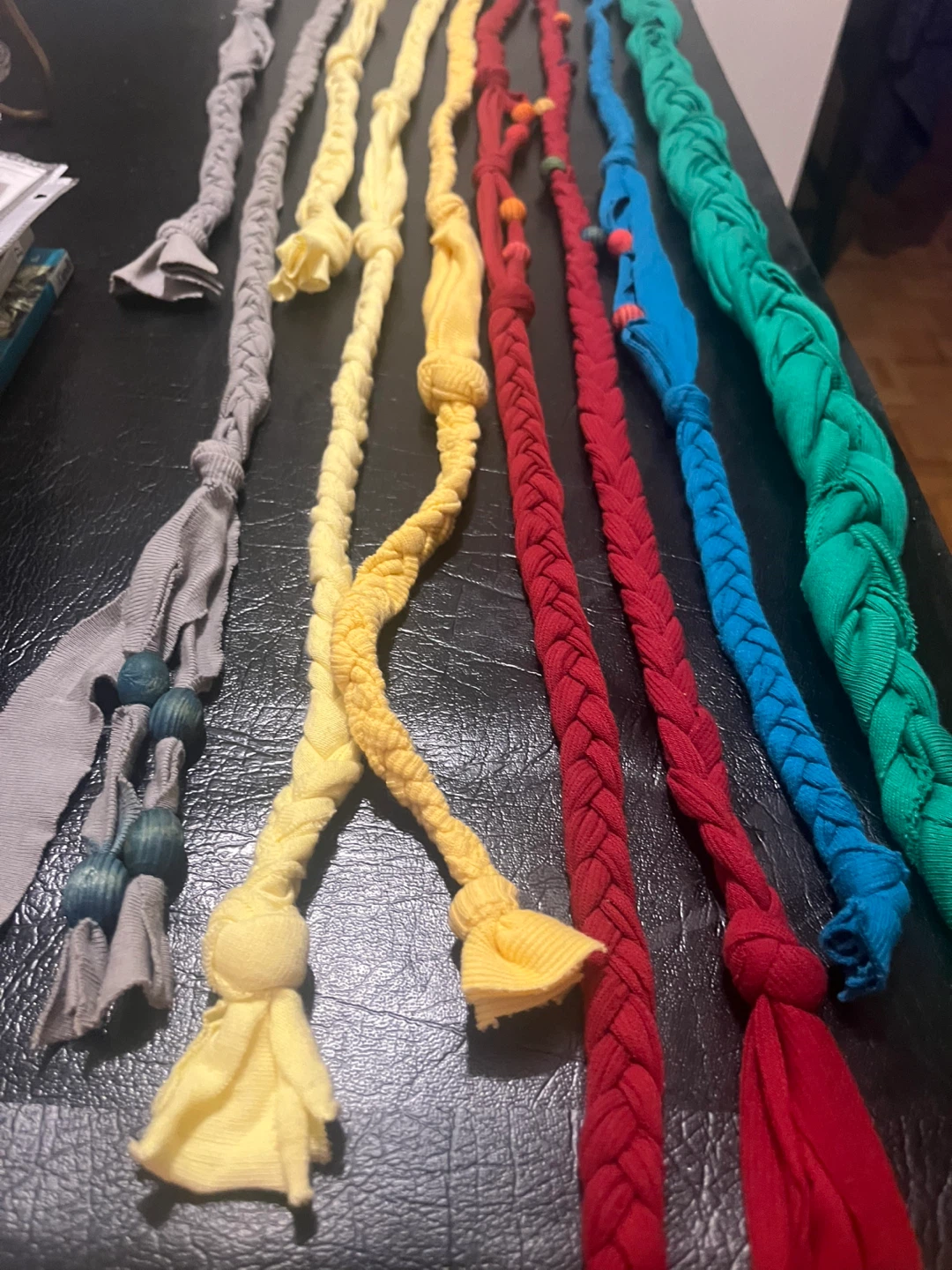 Handmade Braided Fabric Belts with Beads - photo 4