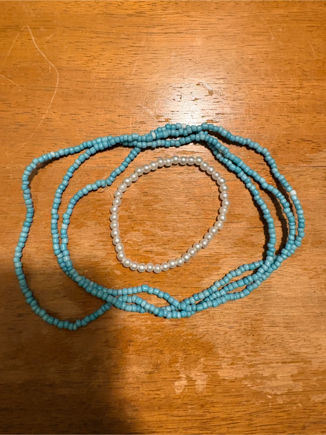 Beaded Necklaces - Blue and Pearl