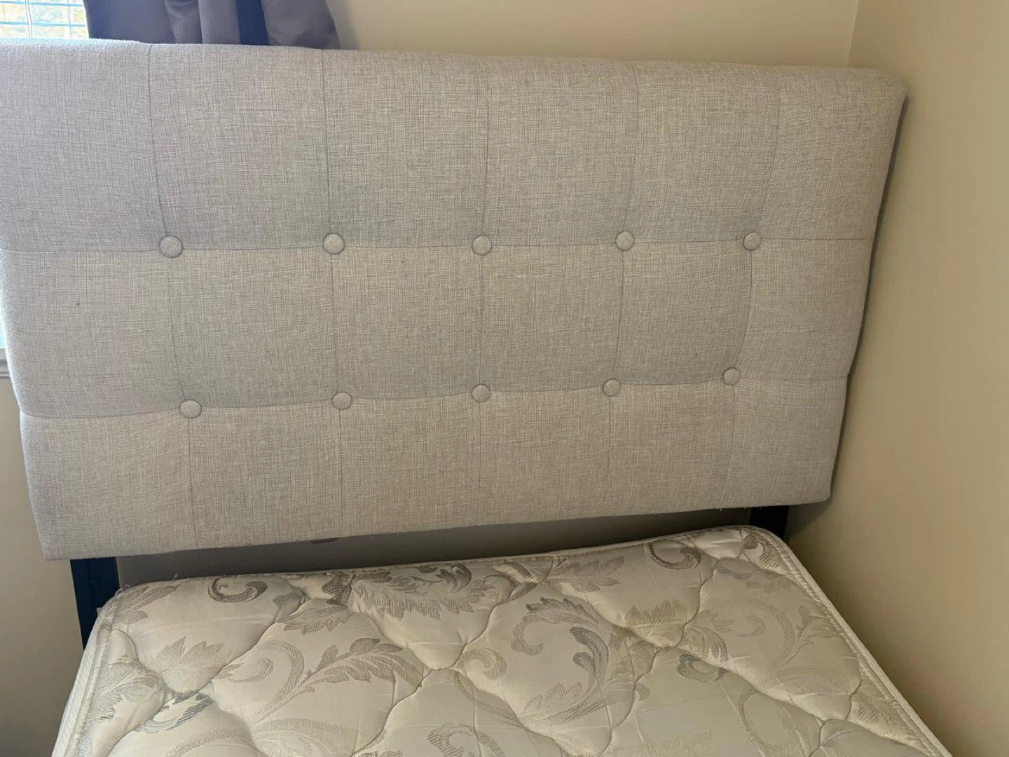 Twin Bed Frame with Upholstered Headboard - photo 3