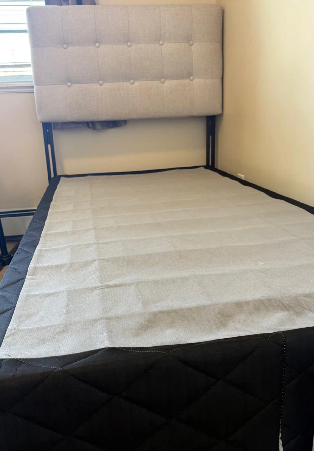 Twin Bed Frame with Upholstered Headboard - photo 2