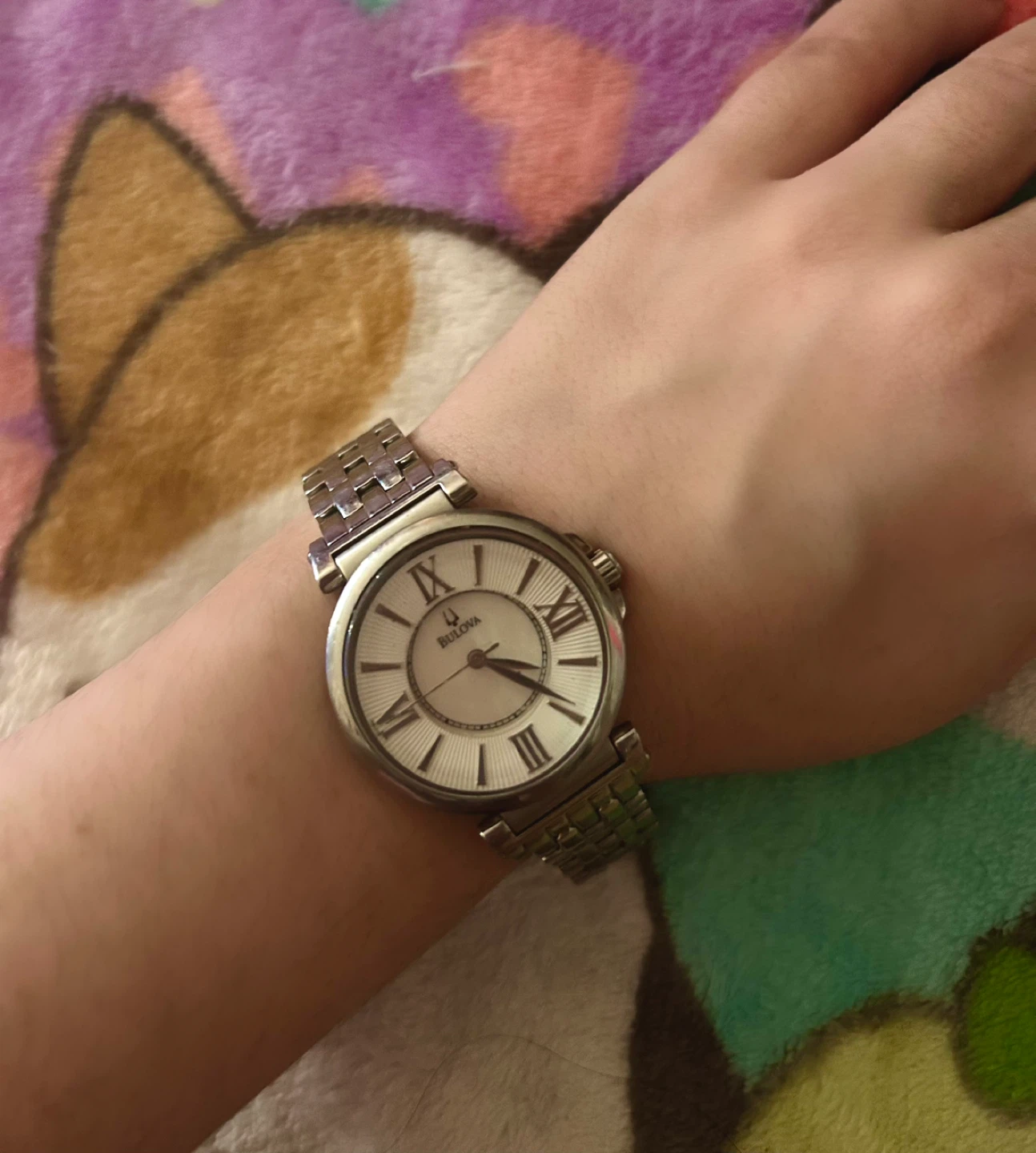 BULOVA STAINLESS STEEL MOTHER OF PEARL DIAL WOMENS WATCH