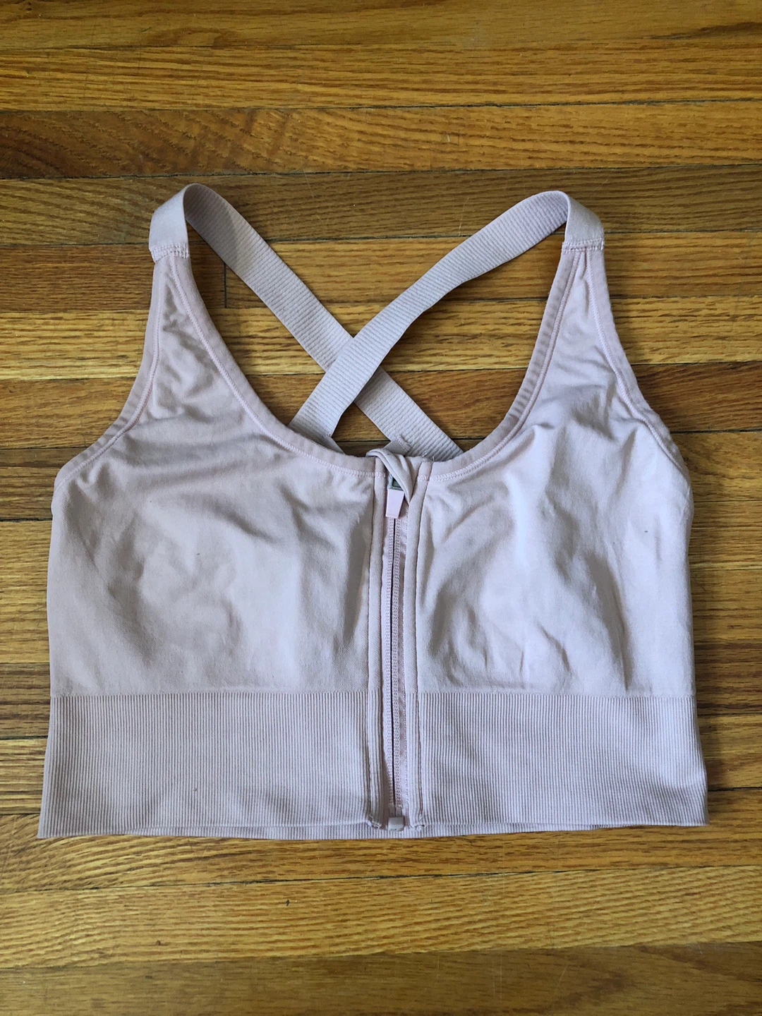 Pink Front Zip Sports Bra