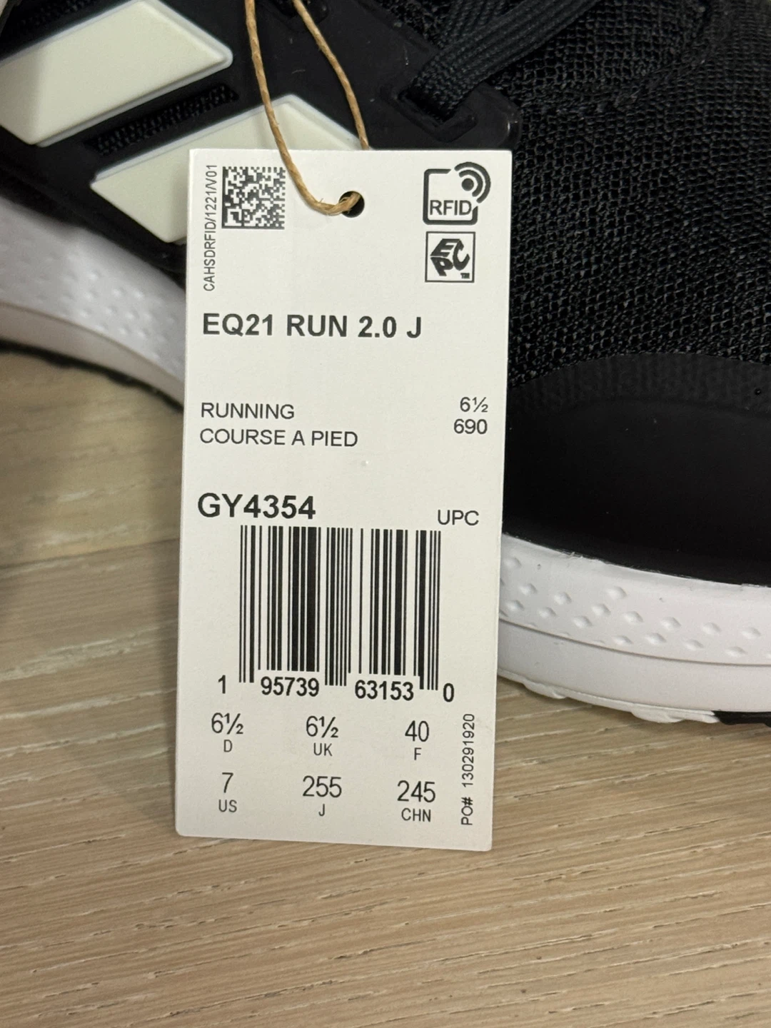 Adidas EQ21 Run 2.0 J Running Shoes - Black/White - photo 3