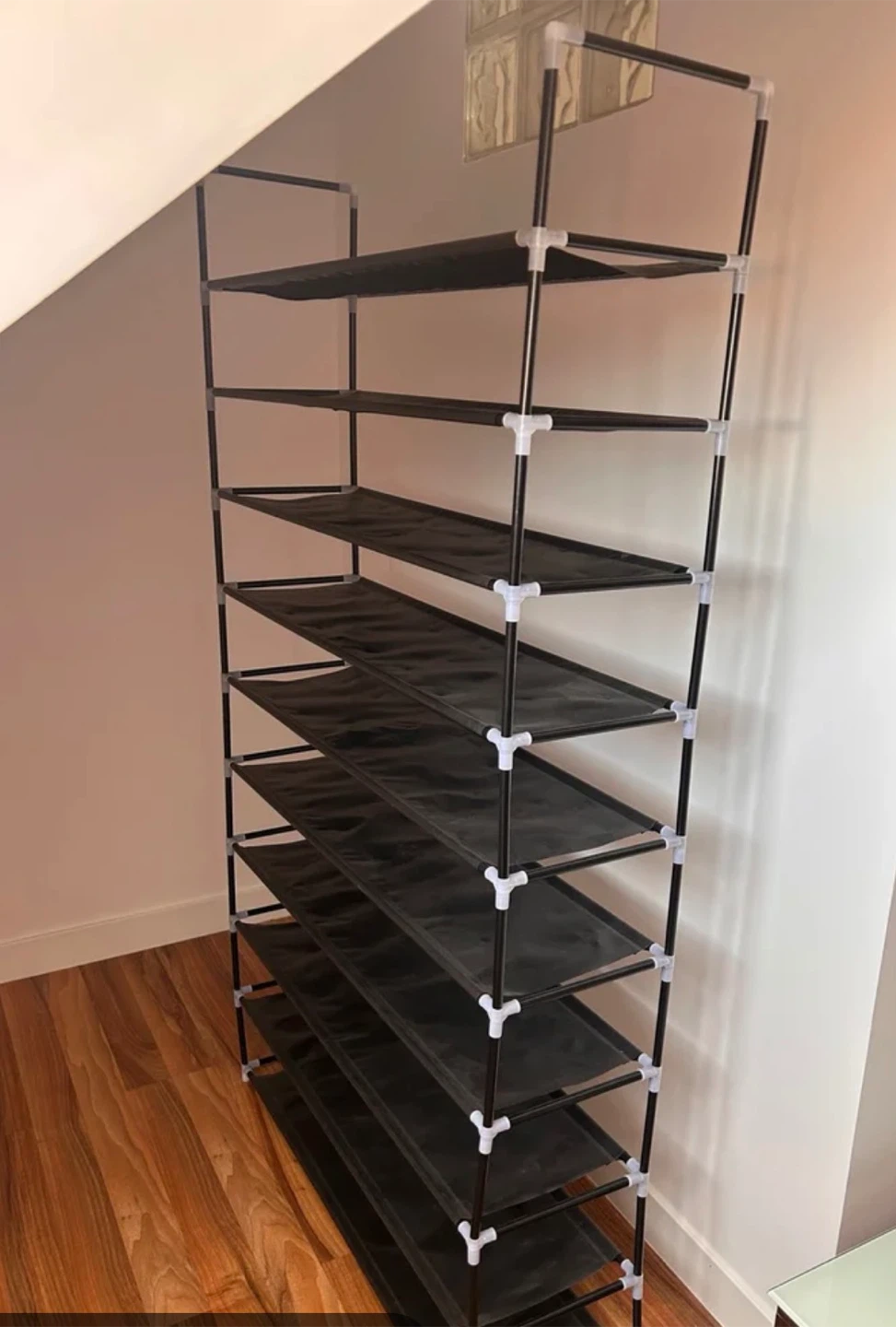 10-Tier Black Shoe Rack
