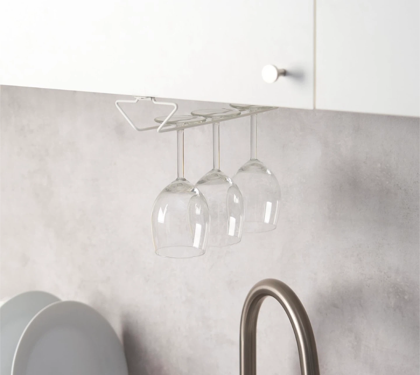 White Under Shelf Wine Glass Rack Holder - photo 2