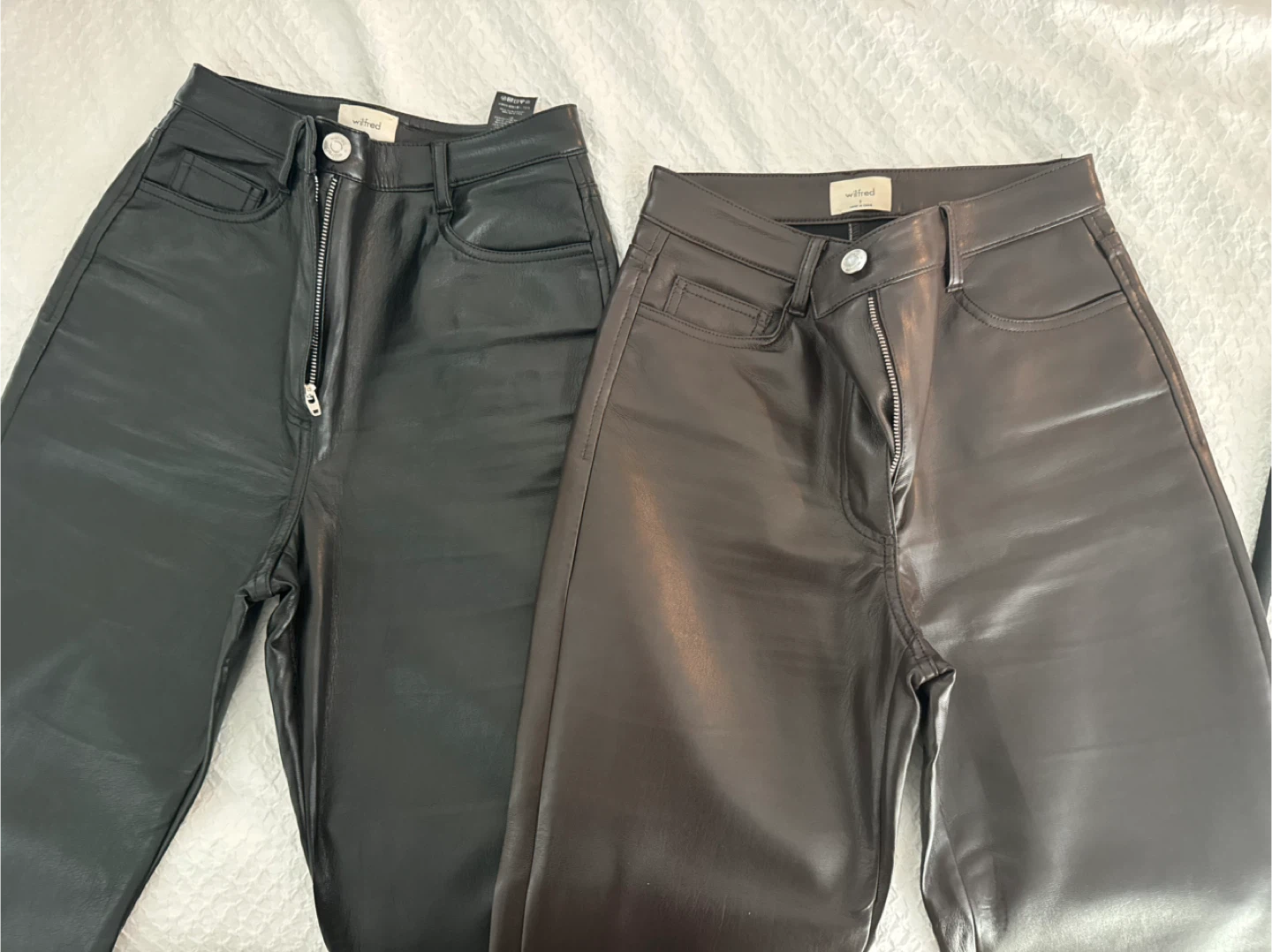 Wilfred Faux Leather Pants - Black and Brown