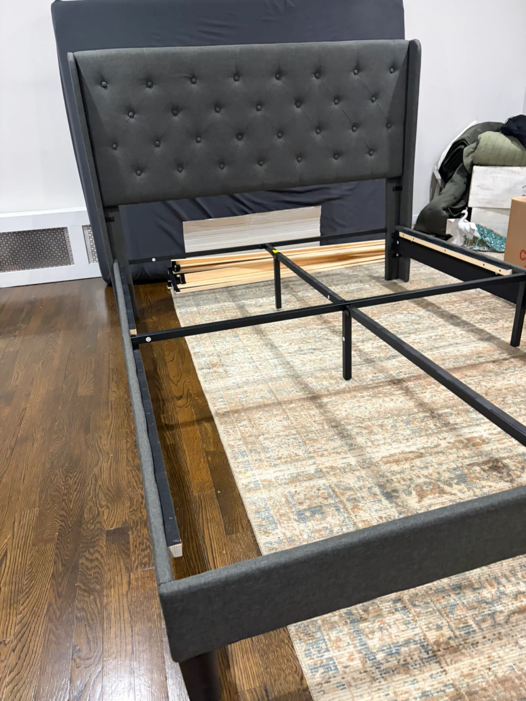 Wayfair Grey Upholstered Tufted Headboard Bed Frame