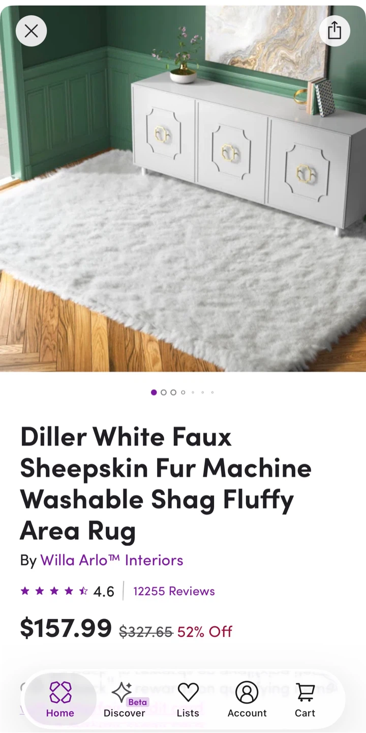 6’x9’ Never Used White Fluffy Rug - photo 2