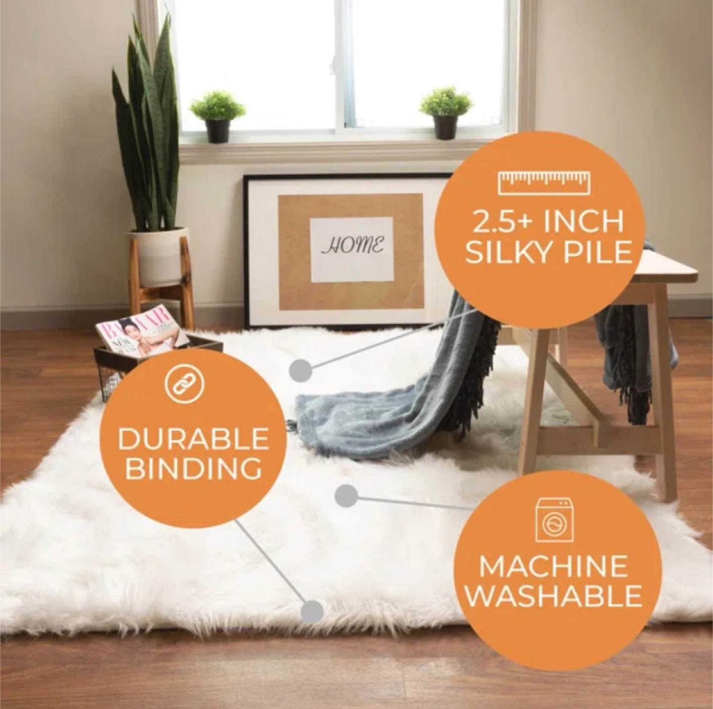 6’x9’ Never Used White Fluffy Rug - photo 3