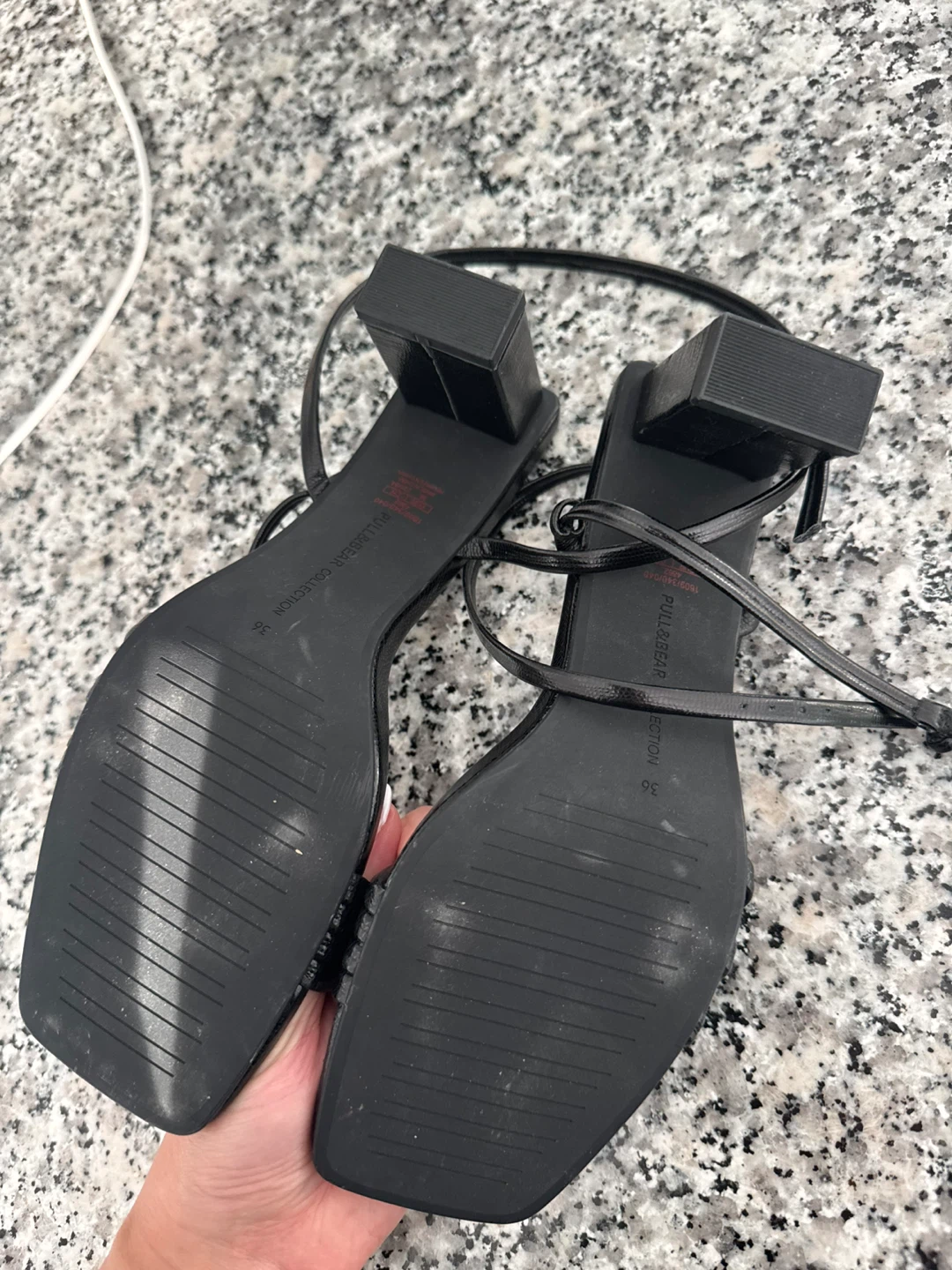 Pull&Bear Black Strappy Block Heel Sandals Size 8 - photo 2