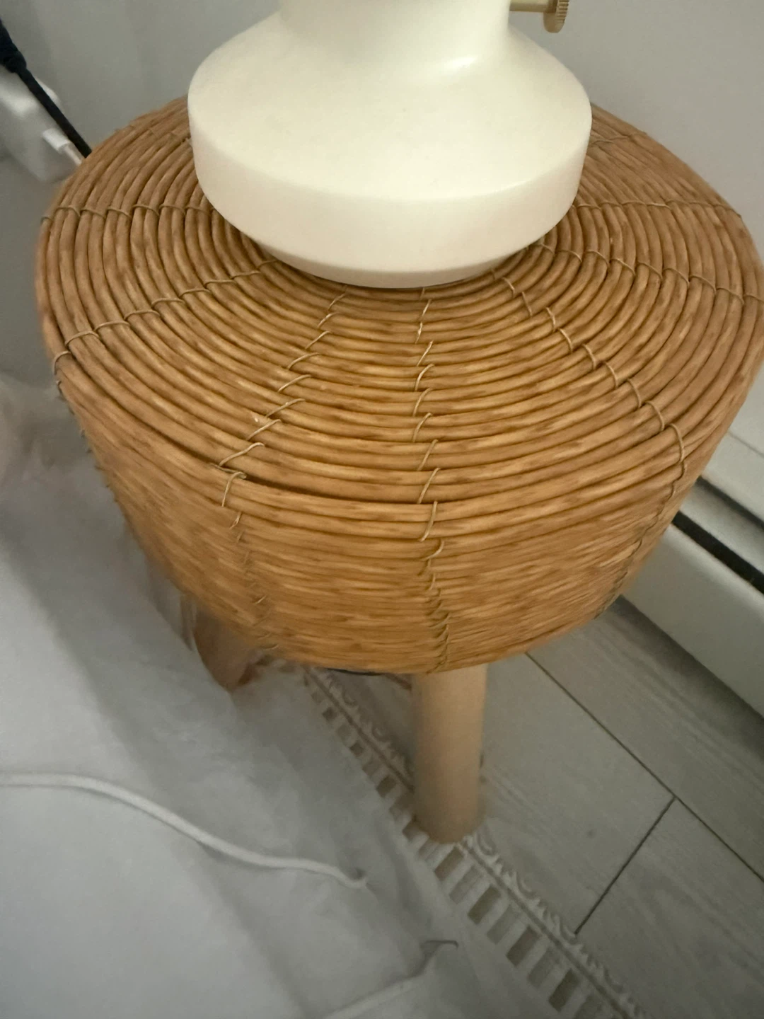 Woven Round Accent Table with Wooden Legs - photo 2