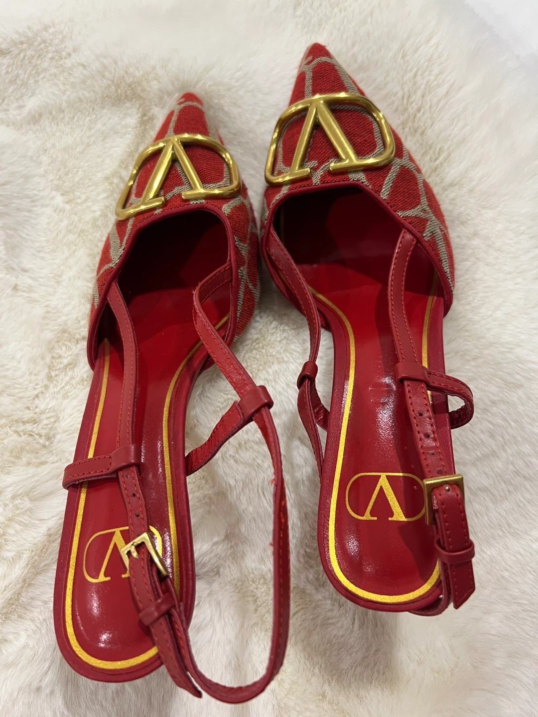 Valentino Garavani Red Vlogo Slingback Heels Size 39 - photo 2