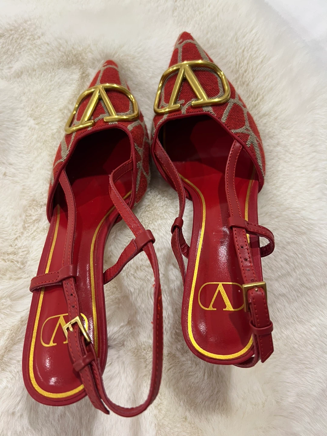 Valentino Garavani Red Vlogo Slingback Heels Size 39