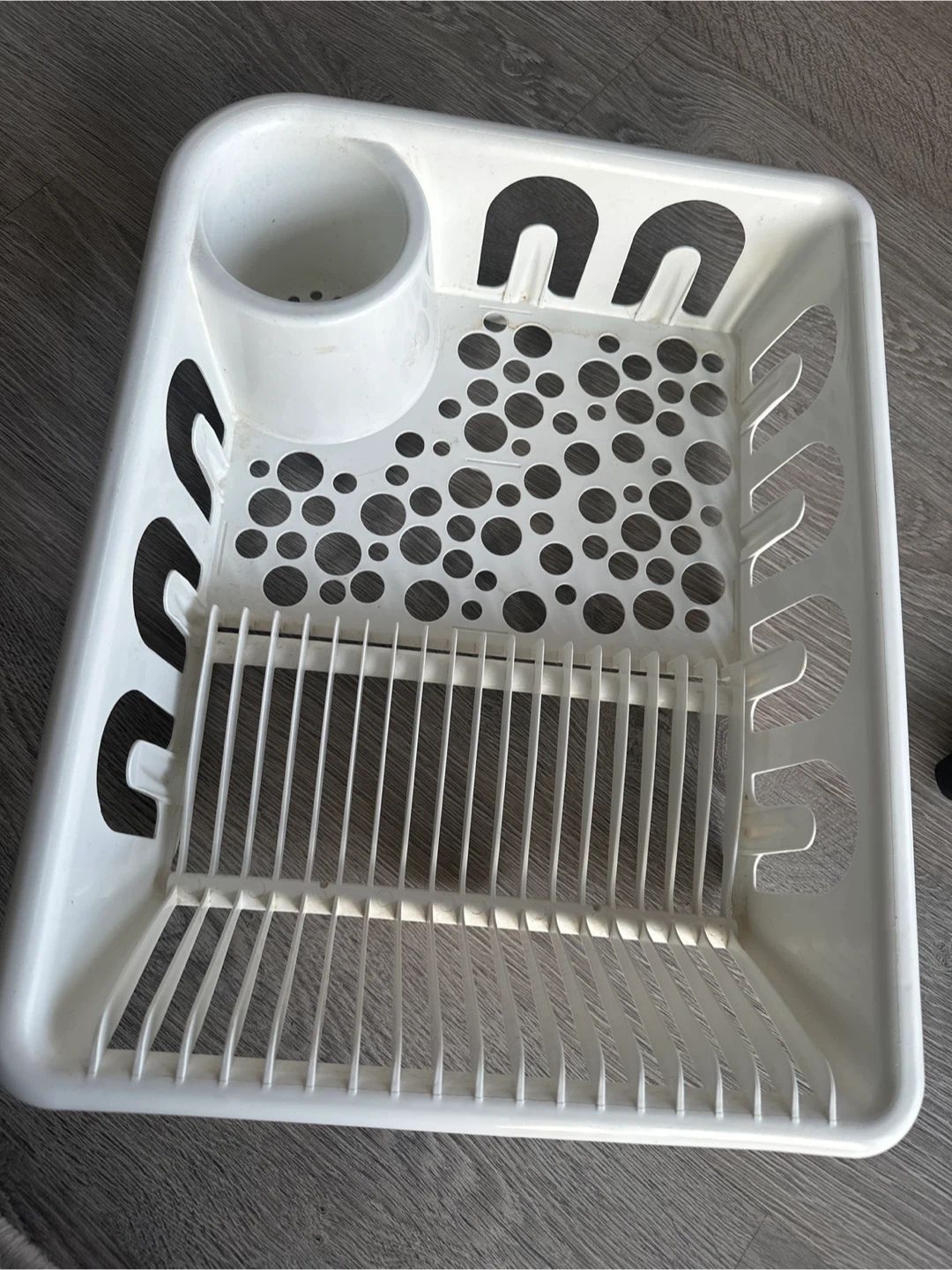 White Plastic Dish Drying Rack with Utensil Holder - photo 2
