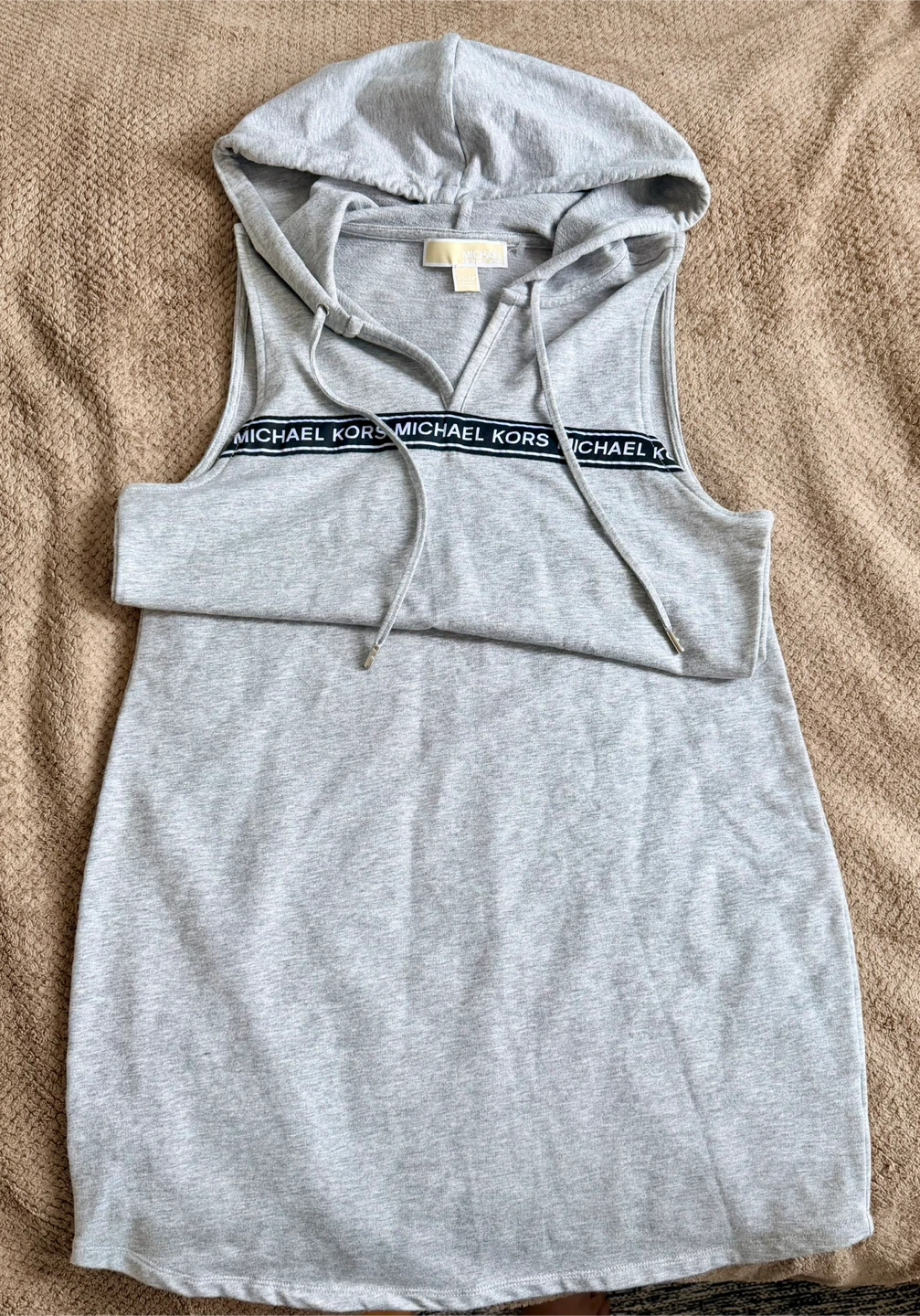 Michael Kors Grey Sleeveless Hoodie Dress