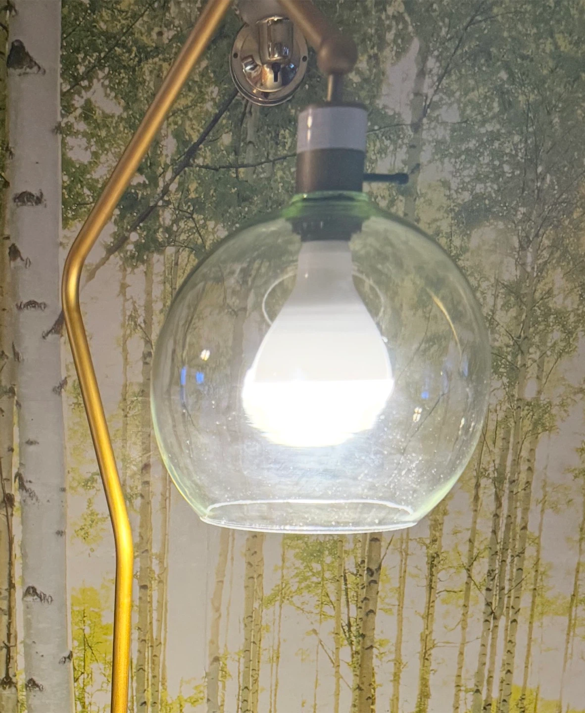Modern Gold Arc Floor Lamp with Glass Globe Shade - photo 3
