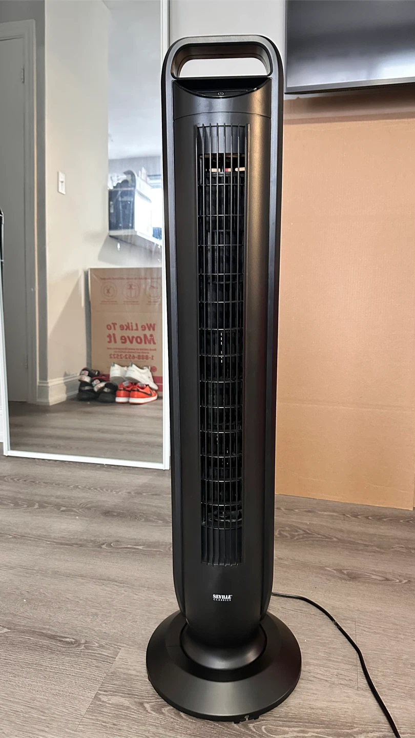 Seville Classics Black Tower Fan with Remote