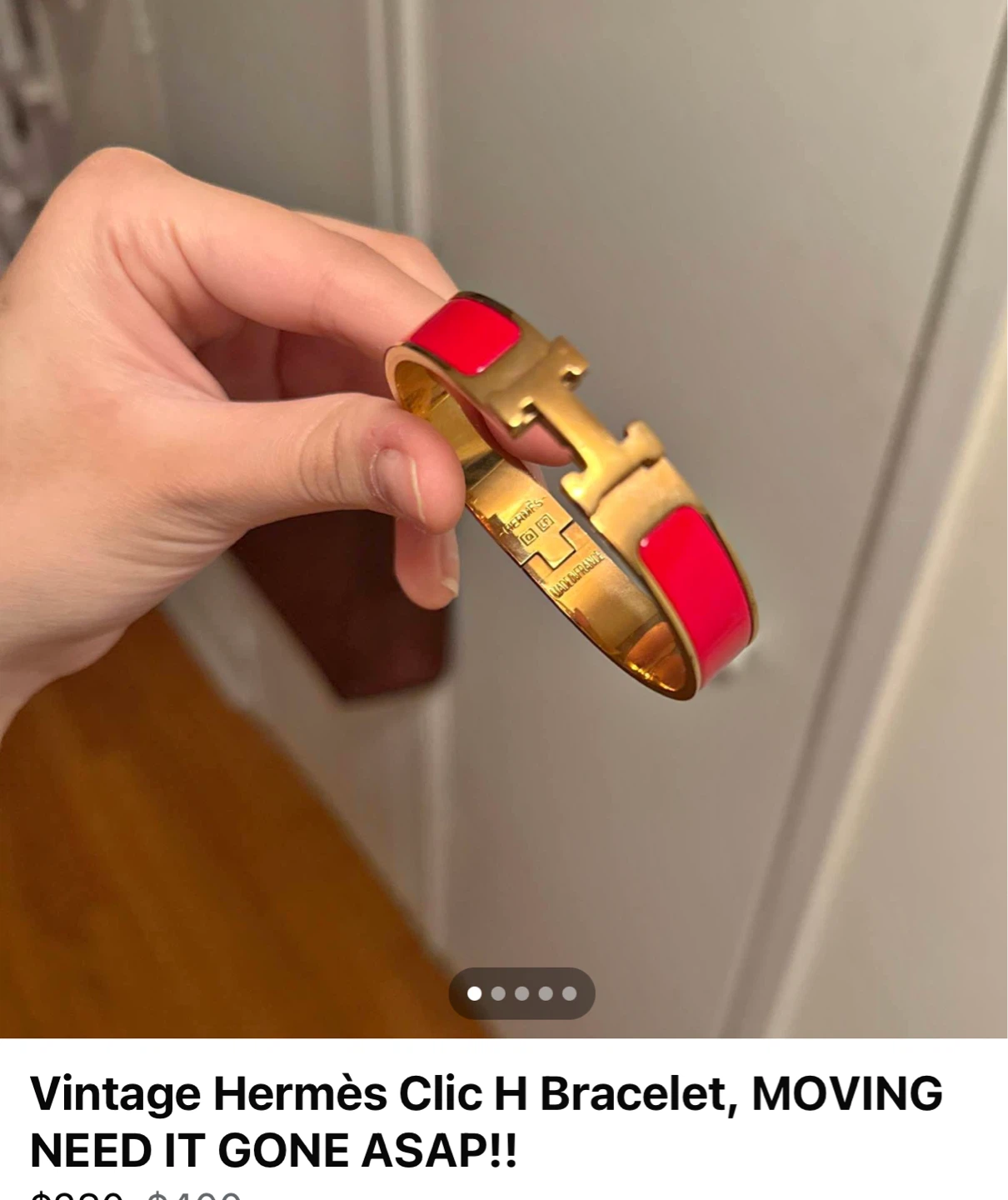 Hermès Clic H Bracelet - Gold & Red Enamel