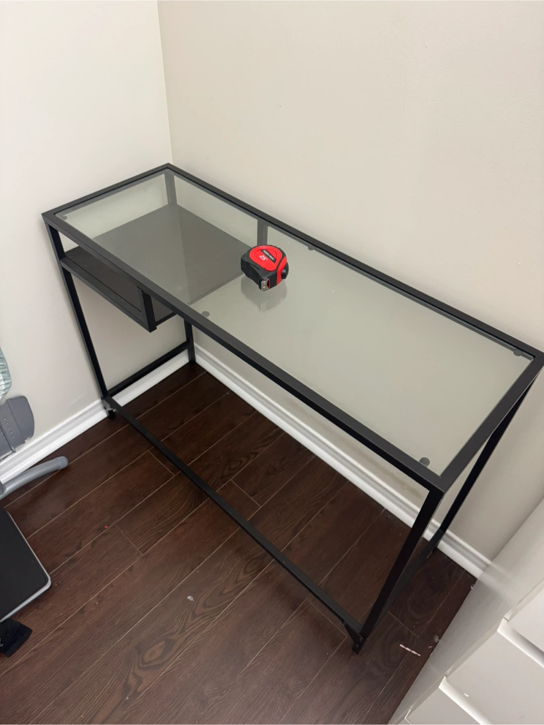Black Metal and Glass Console Table