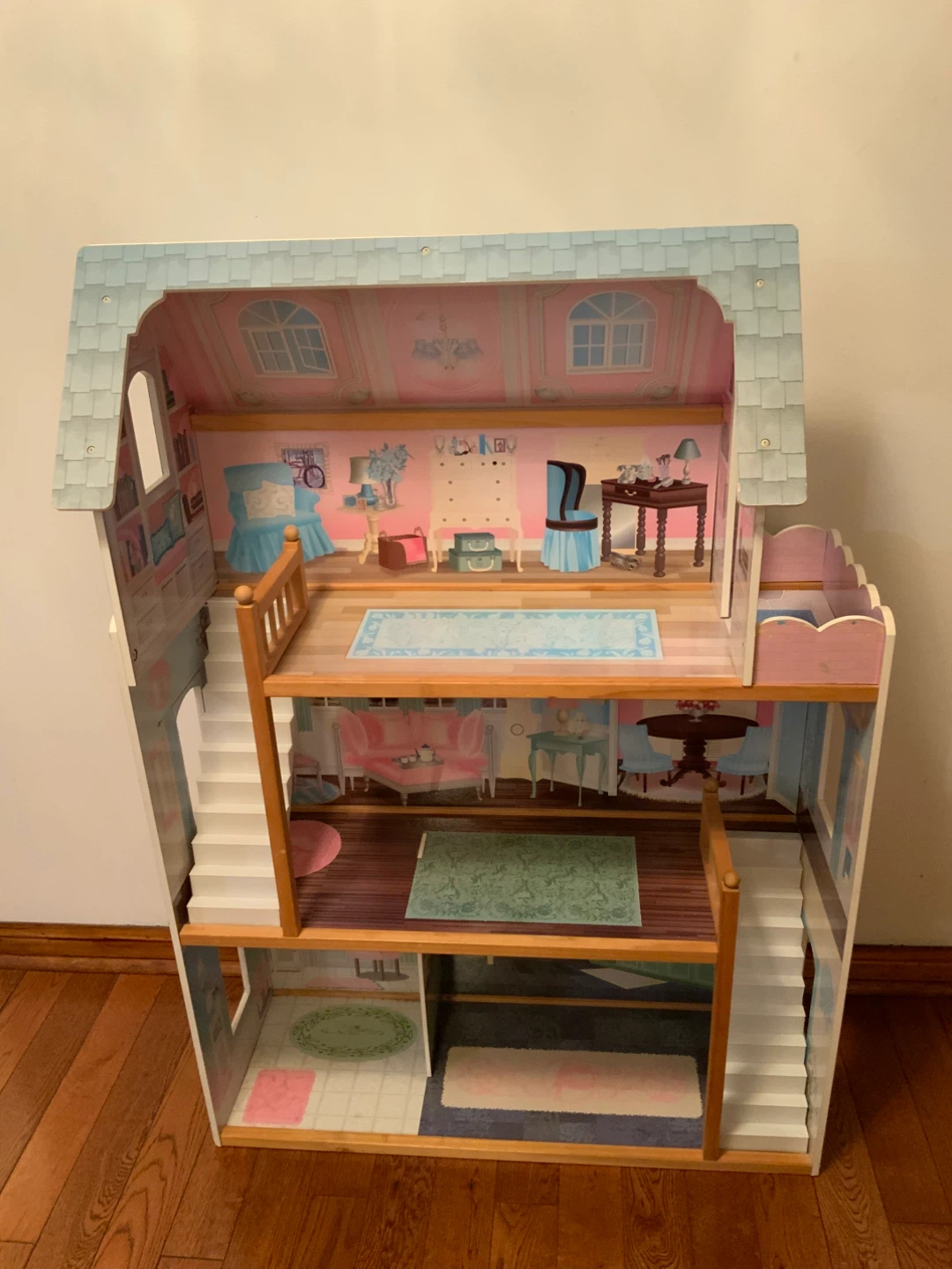 Wooden Dollhouse with Furniture