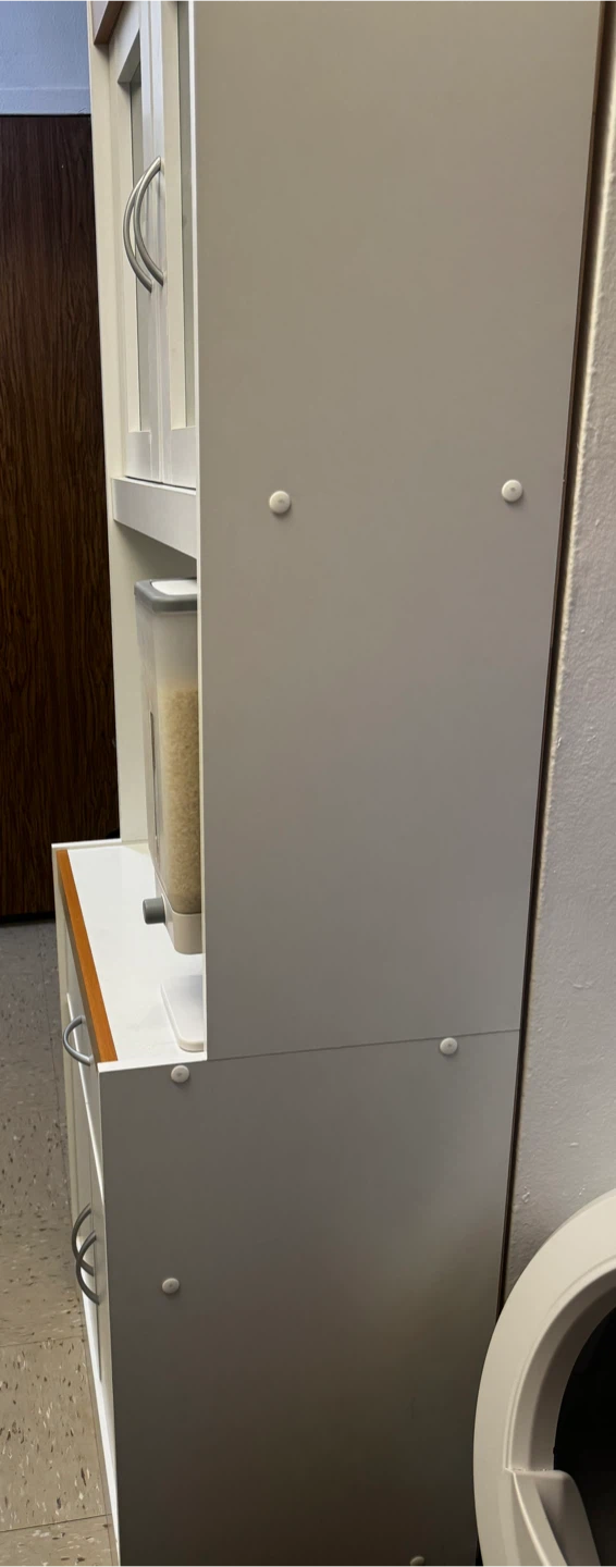 White Kitchen Storage Cabinet with Glass Doors