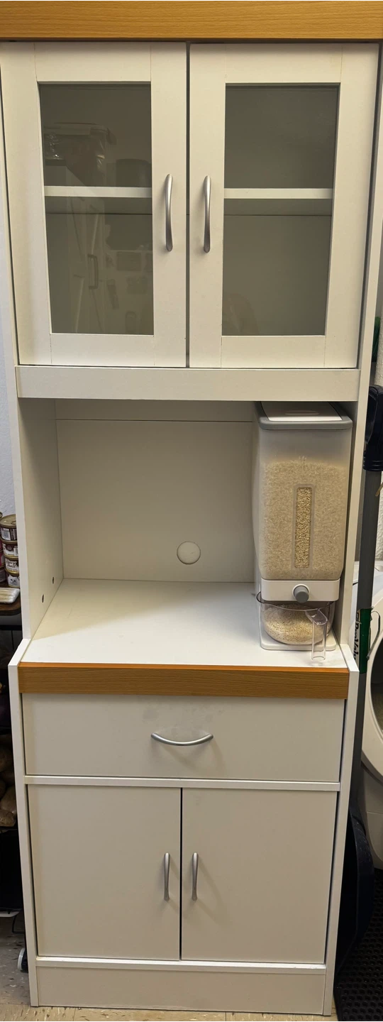 White Kitchen Storage Cabinet with Glass Doors - photo 3