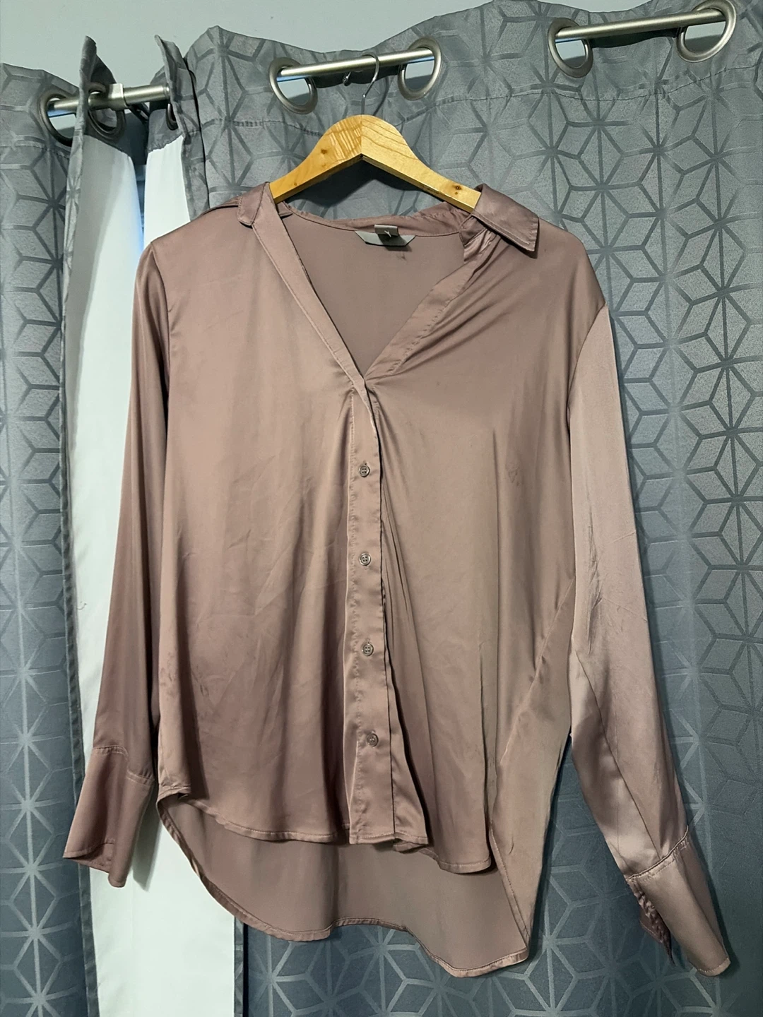 Satin Button-Up Blouse