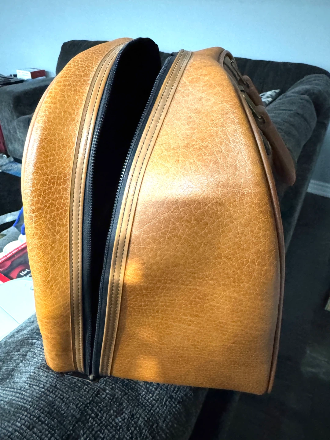 Vintage Brown Faux Leather Duffle Bag - photo 5