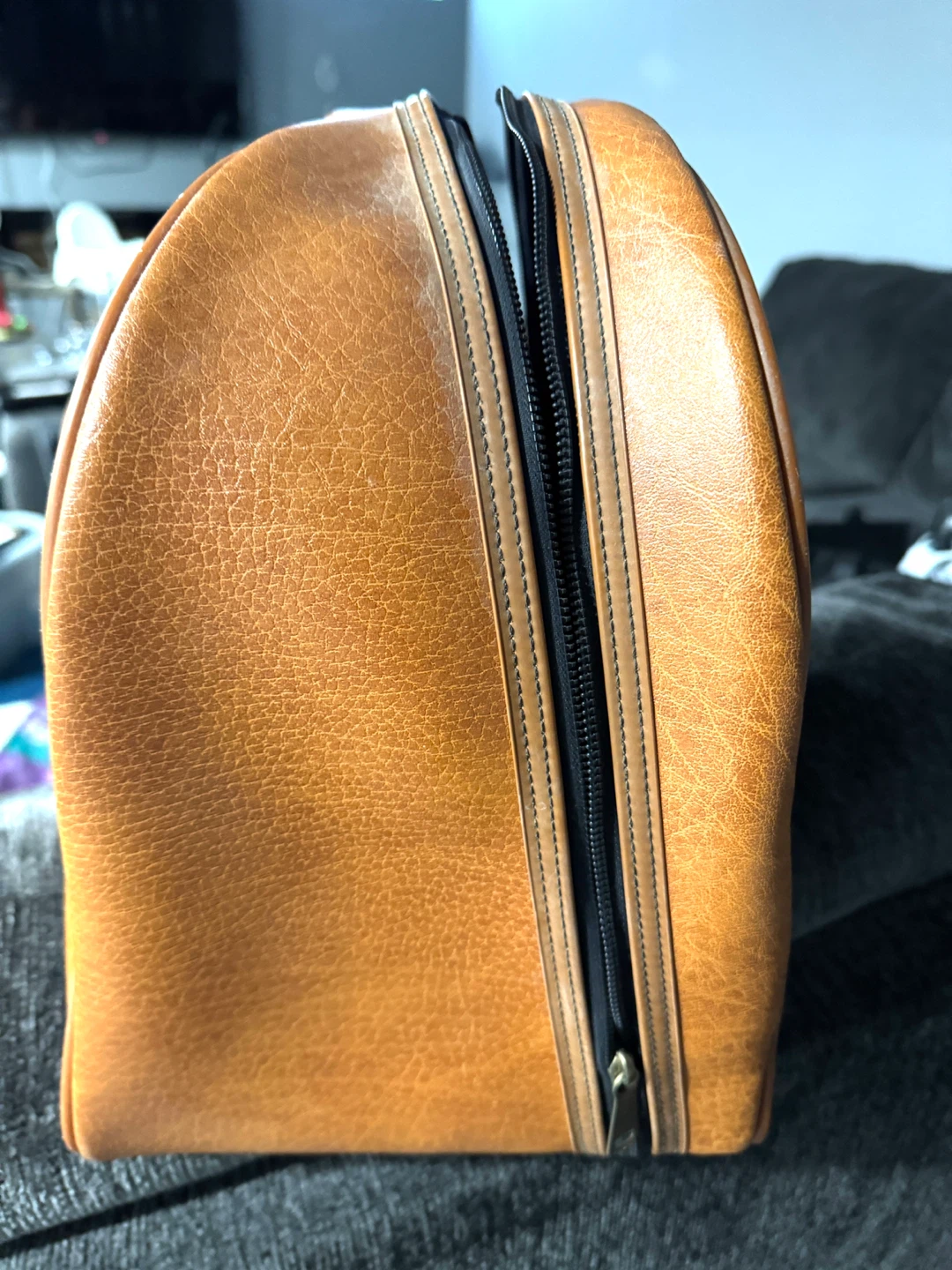 Vintage Brown Faux Leather Duffle Bag - photo 2