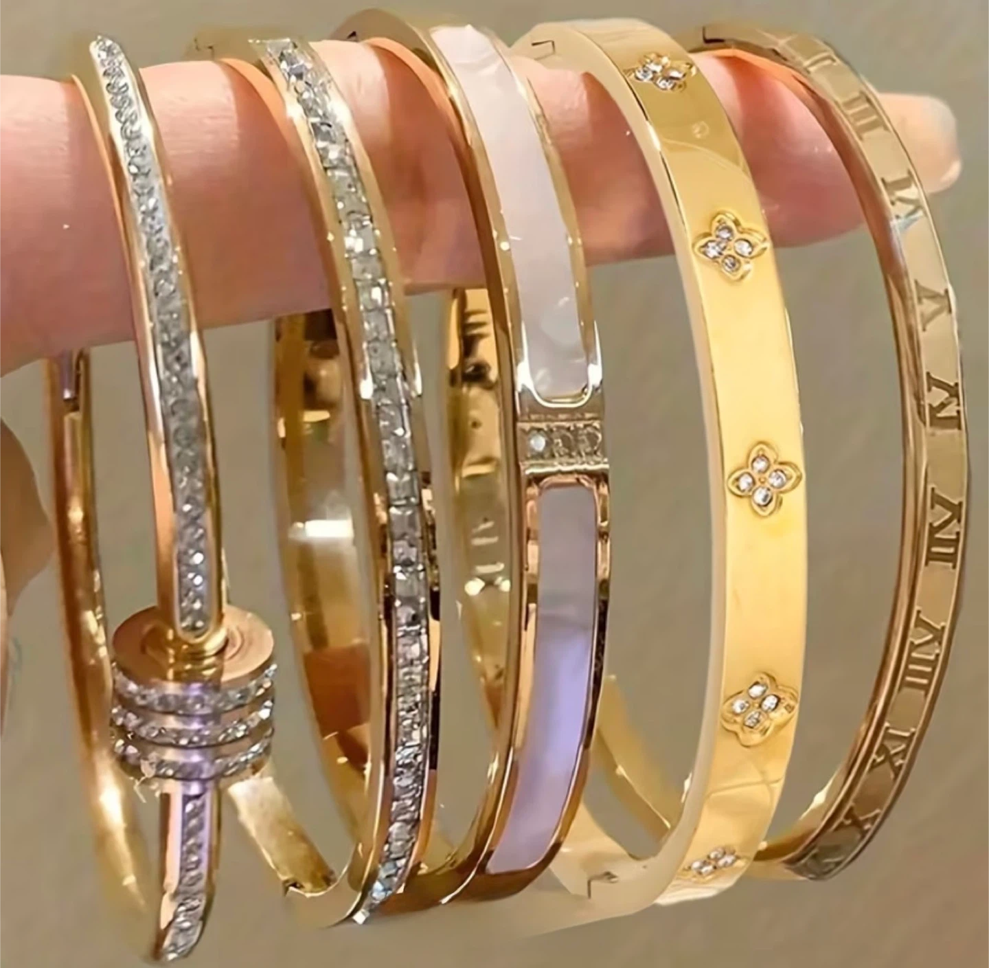 Fashion Jewelry Set - Gold Tone Bracelets & Earrings - photo 3