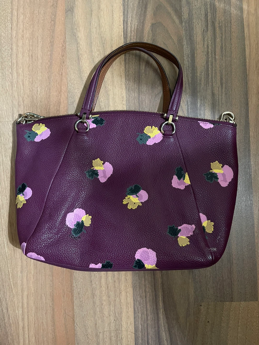 Coach Handbag - Plum Floral Print Leather - photo 2