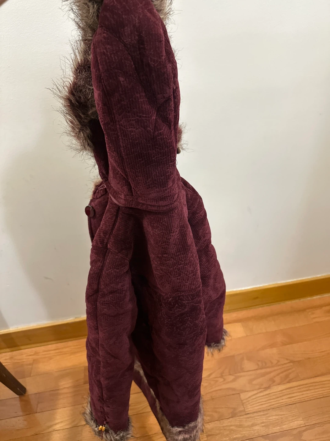Maroon Corduroy Jacket with Faux Fur Trim - photo 3