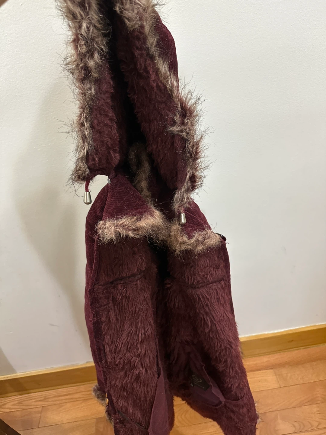 Maroon Corduroy Jacket with Faux Fur Trim - photo 4