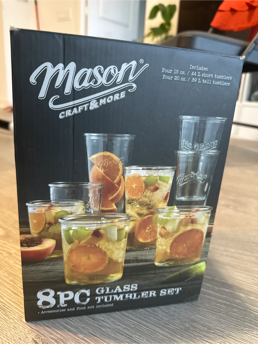 Brand New Mason Craft & More 4 Piece Glass Tumbler Set