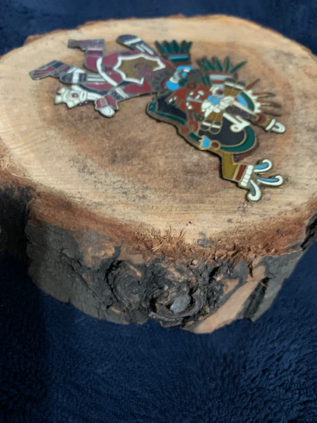 Aztec Quetzalcoatl Metal Pin In A Wood Mexican Art - photo 4