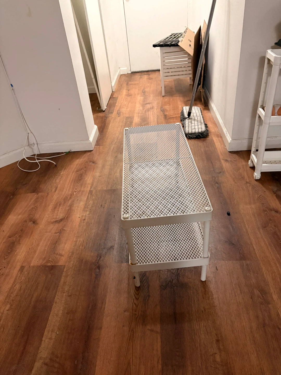 White Mesh Storage Shelf