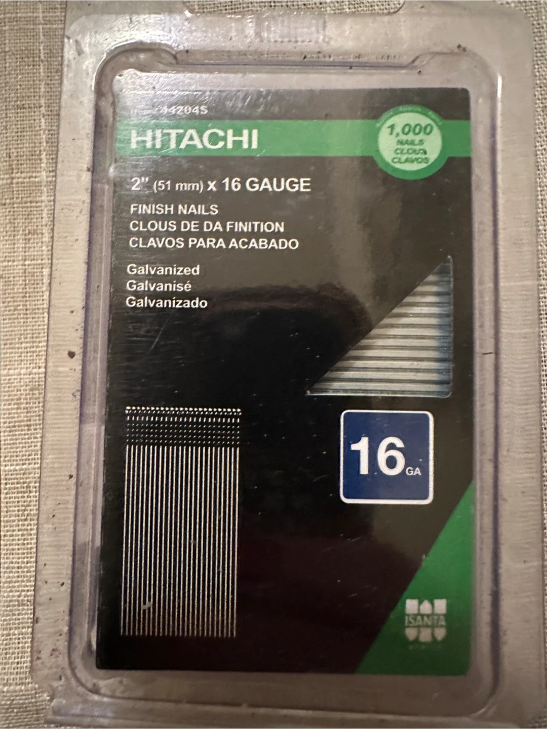 Hitachi 2" and 1 1/4 x 16 GA Galvanized Finish Nails - 1,000 ct